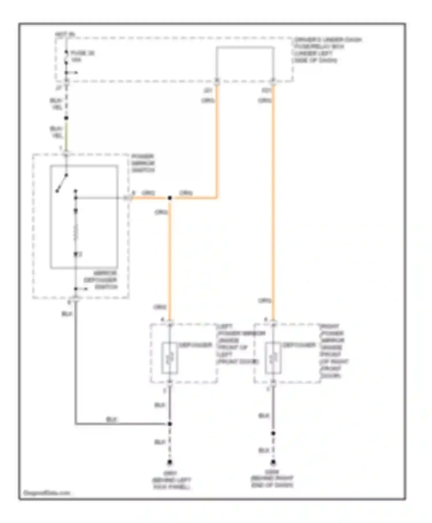 Odyssey Honda I (2004-2009): Heated mirrors circuit, except usa: lx