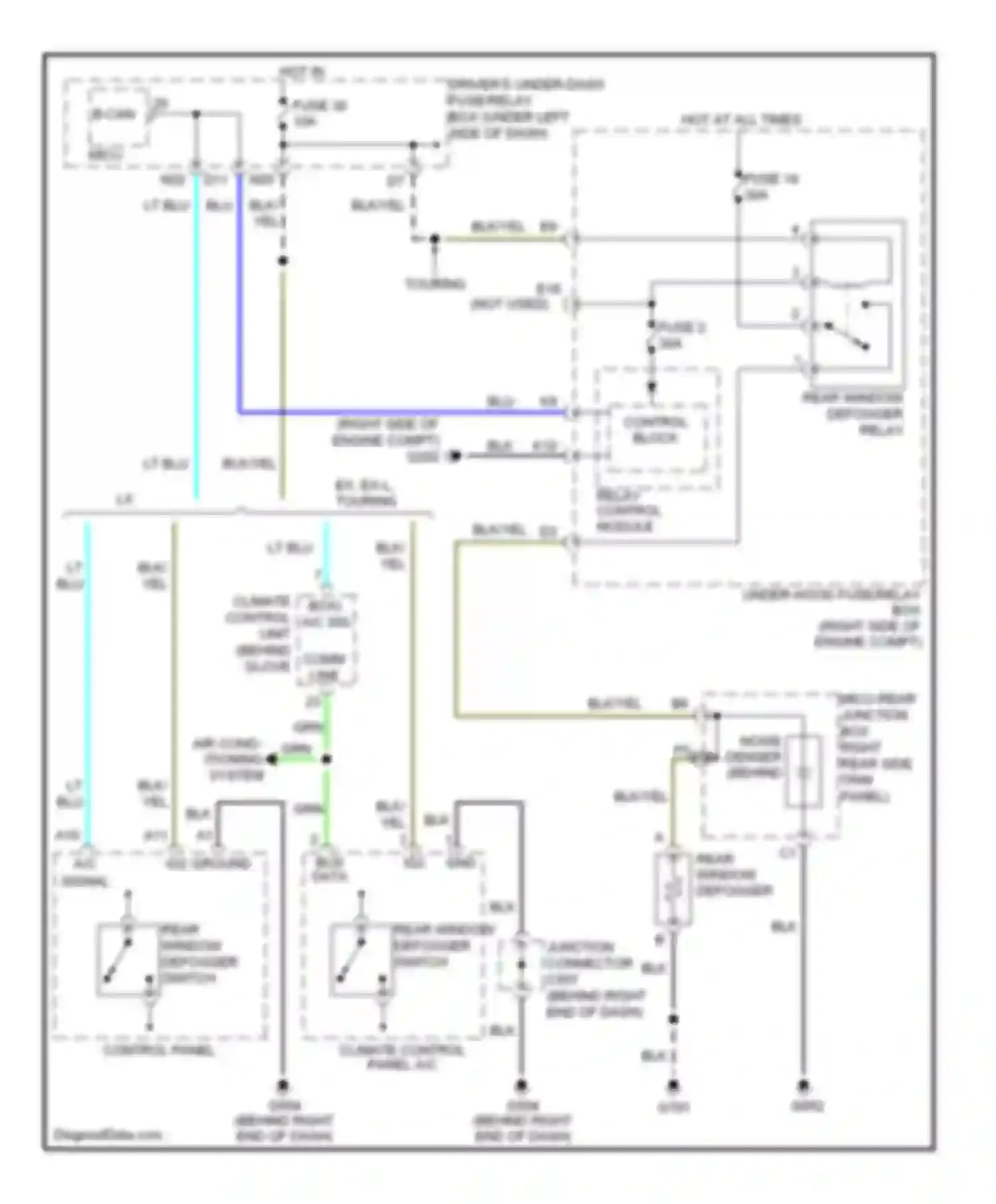 Odyssey Honda I (2004-2009): Rear defogger circuit