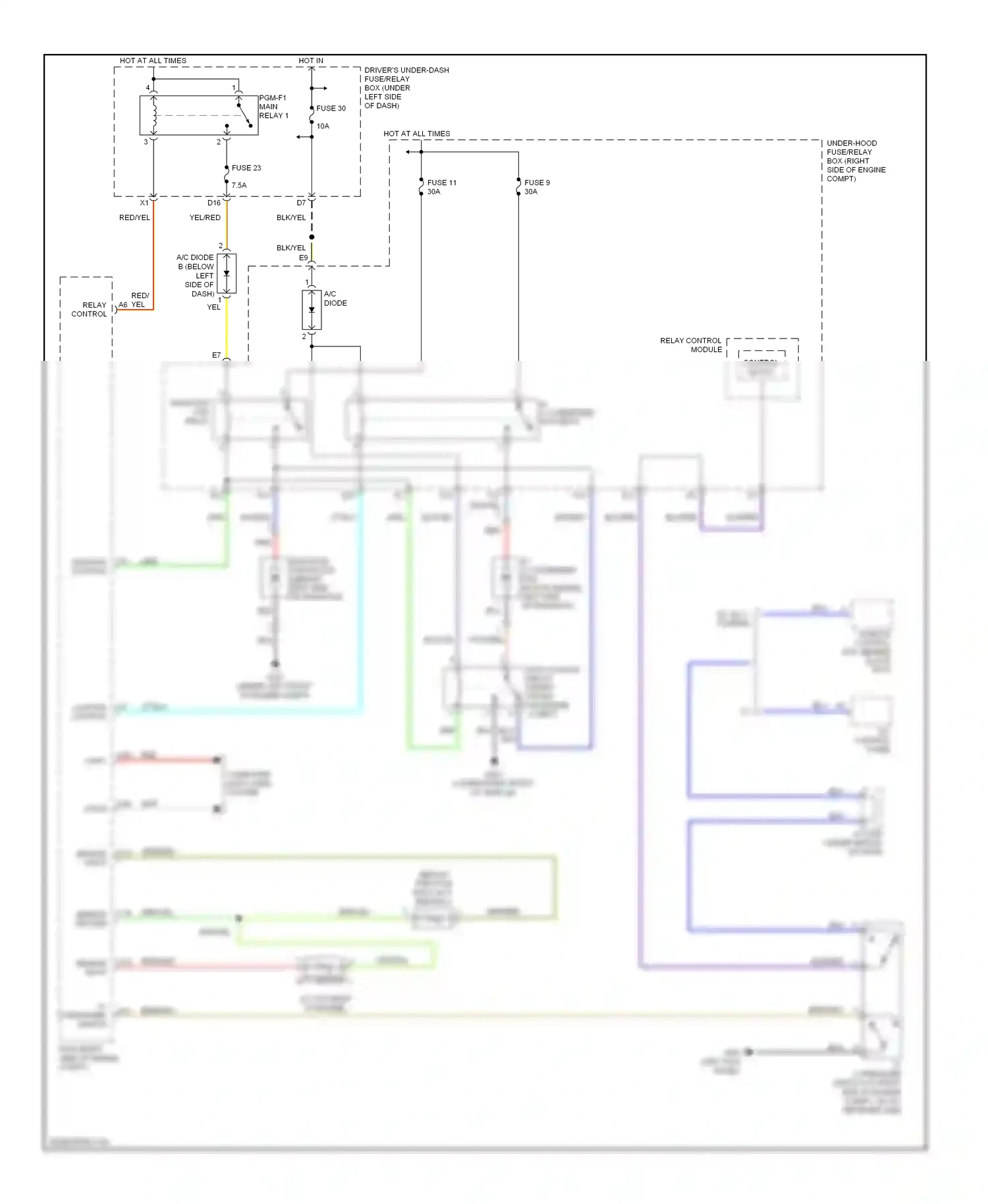 Wiring diagram a/c control panel for Honda Odyssey I (2004-2009) (2 of 4)