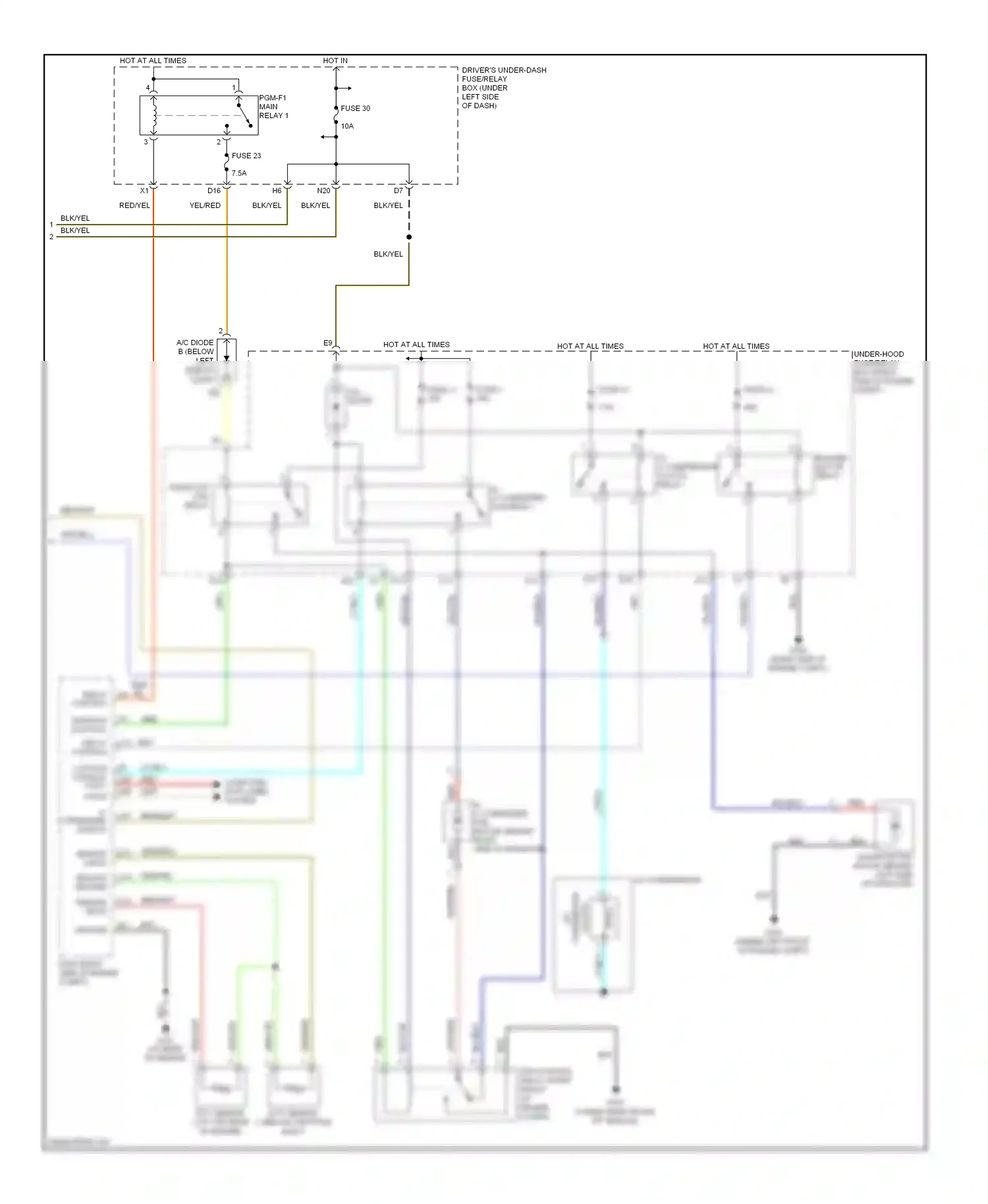 Wiring diagram a/c diode a for Honda Odyssey I (2004-2009) (1 of 4)