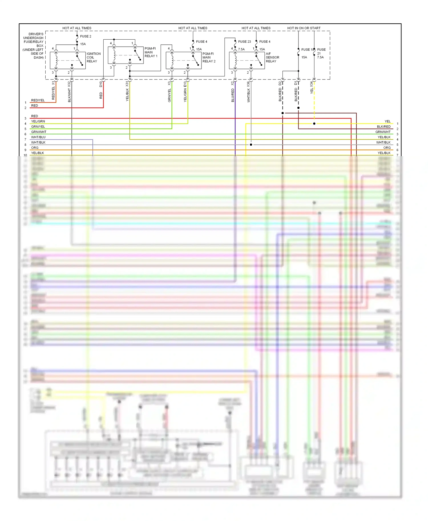 Wiring diagram a/f sensor relay for Honda Odyssey I (2004-2009) (1 of 1)