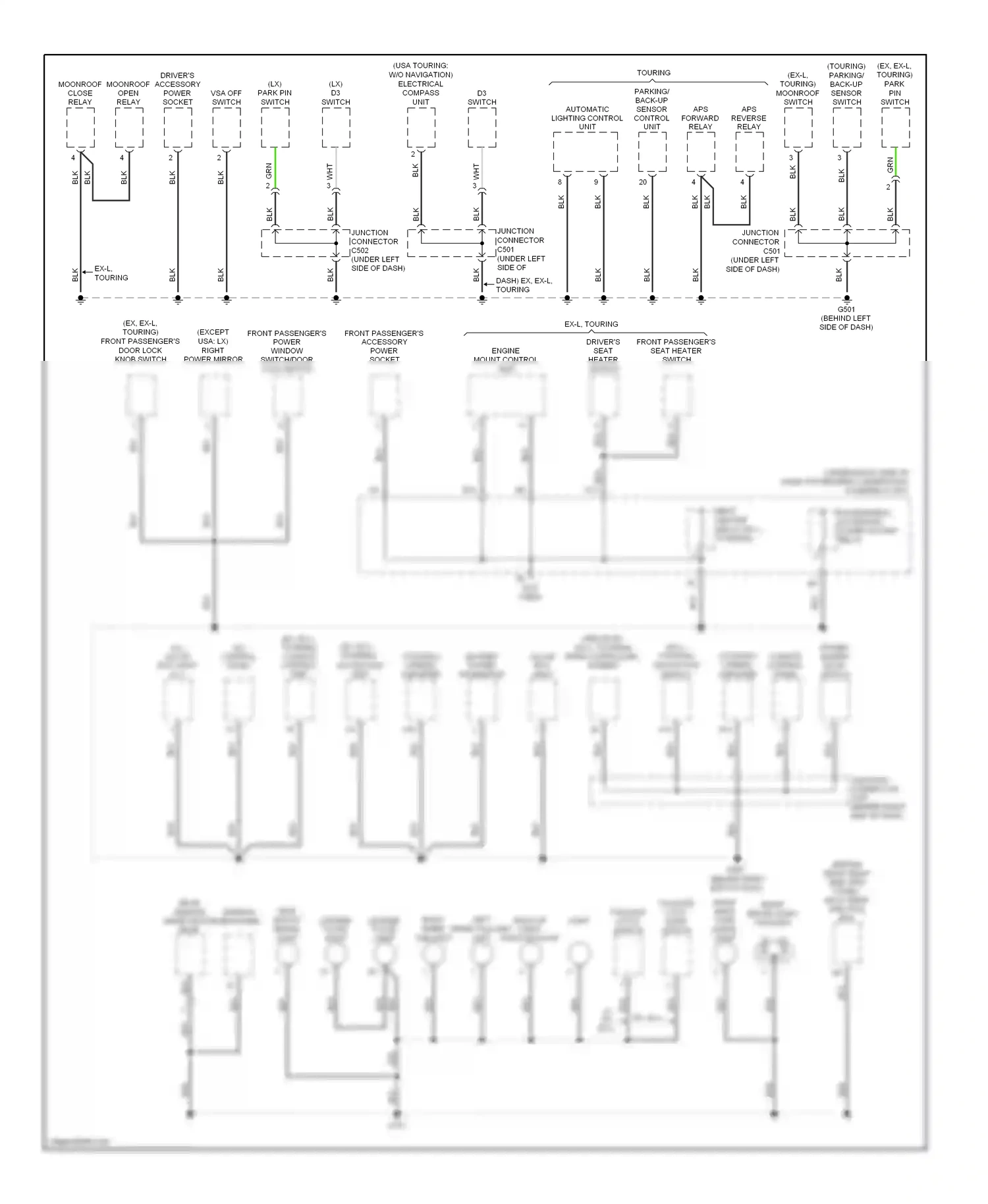 Wiring diagram automatic lighting control unit for Honda Odyssey I (2004-2009) (1 of 1)
