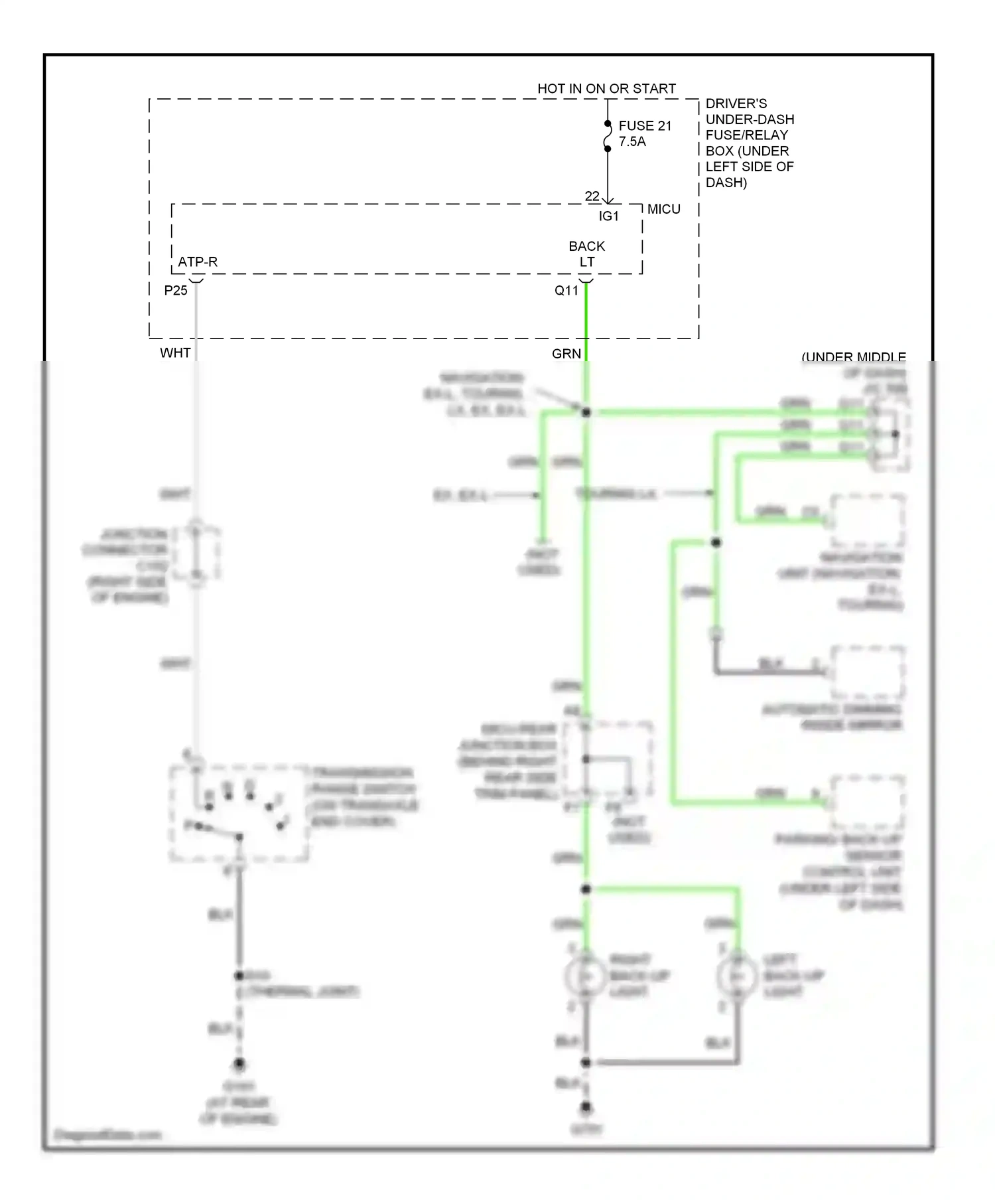 Wiring diagram back lt- for Honda Odyssey I (2004-2009) (3 of 7)