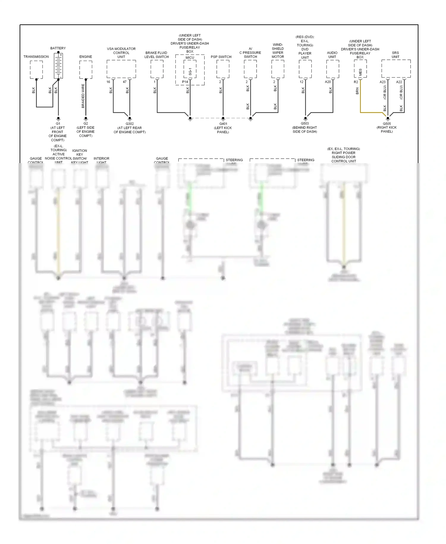 Wiring diagram blower motor relay eld unit for Honda Odyssey I (2004-2009) (1 of 1)