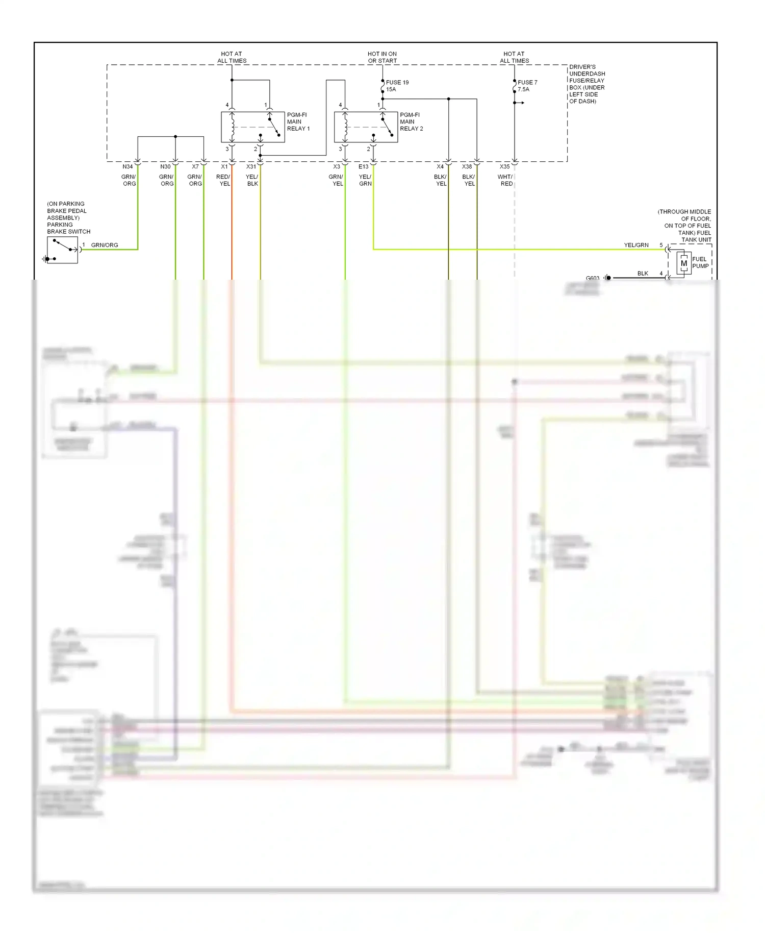 Wiring diagram blu/org for Honda Odyssey I (2004-2009) (1 of 9)