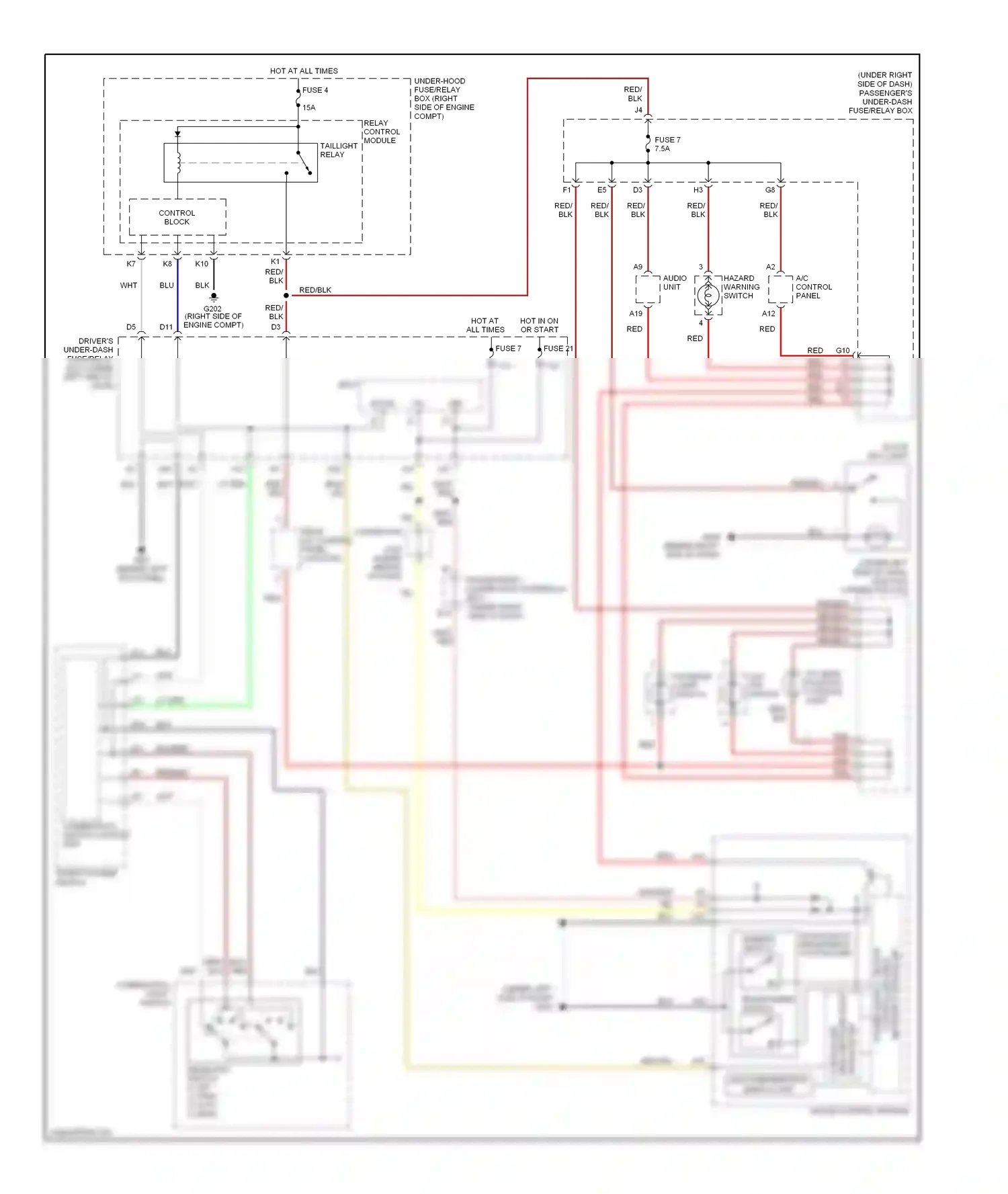 Wiring diagram combination switch control unit for Honda Odyssey I (2004-2009) (9 of 11)
