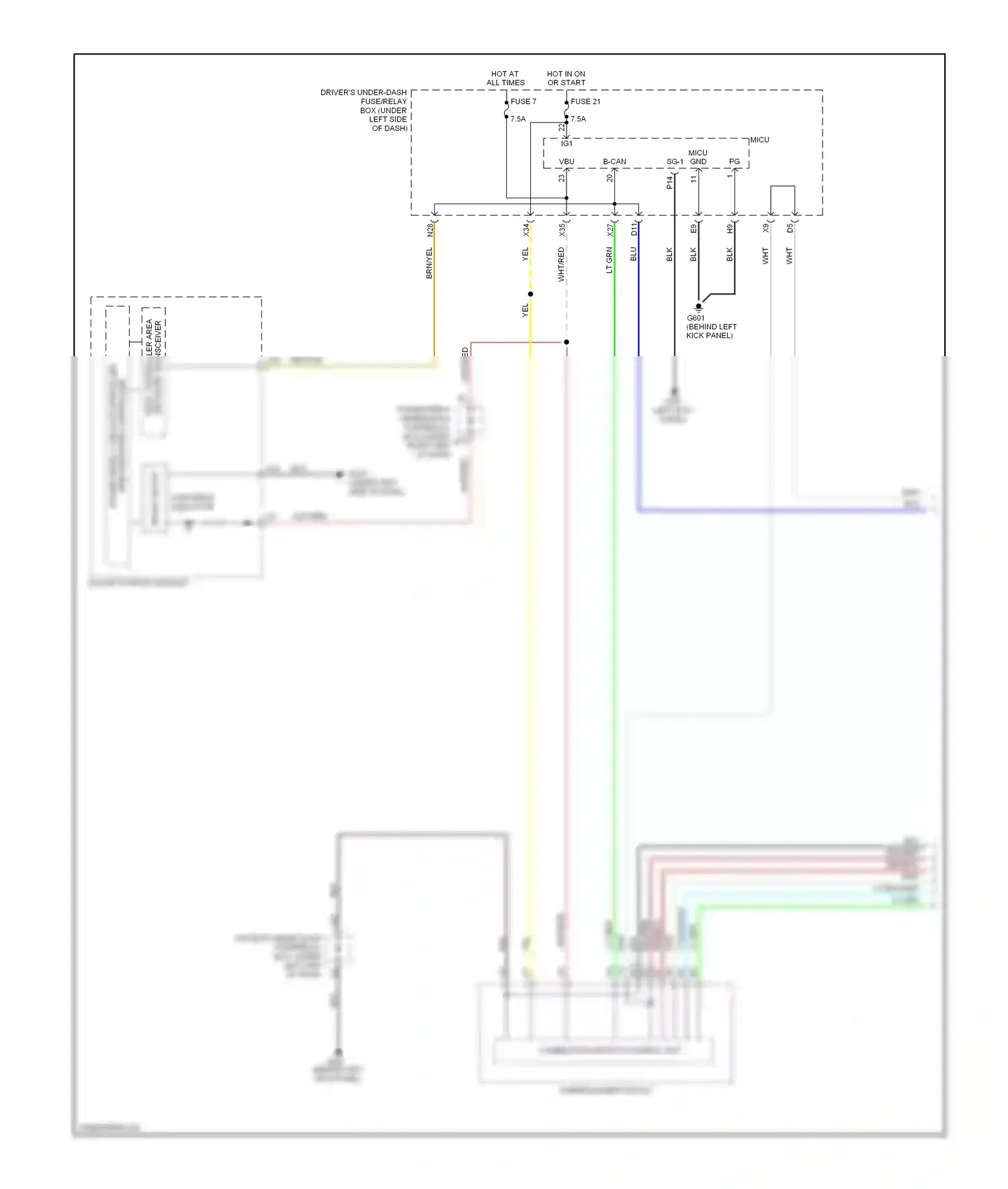 Wiring diagram combination switch control unit for Honda Odyssey I (2004-2009) (5 of 11)