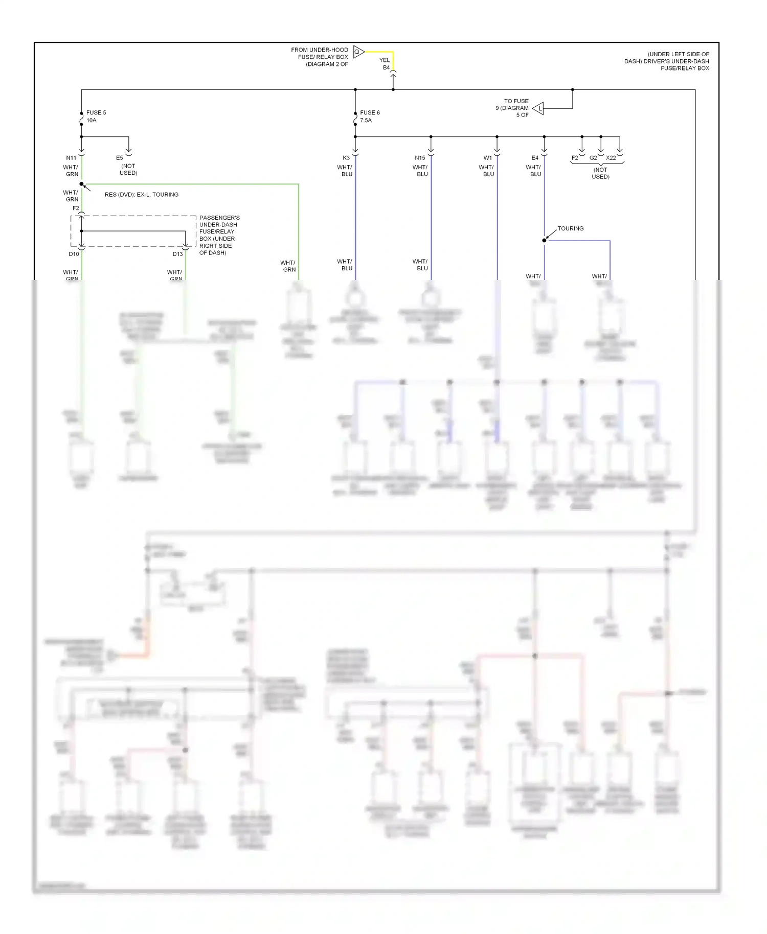 Wiring diagram combination switch control unit for Honda Odyssey I (2004-2009) (10 of 11)