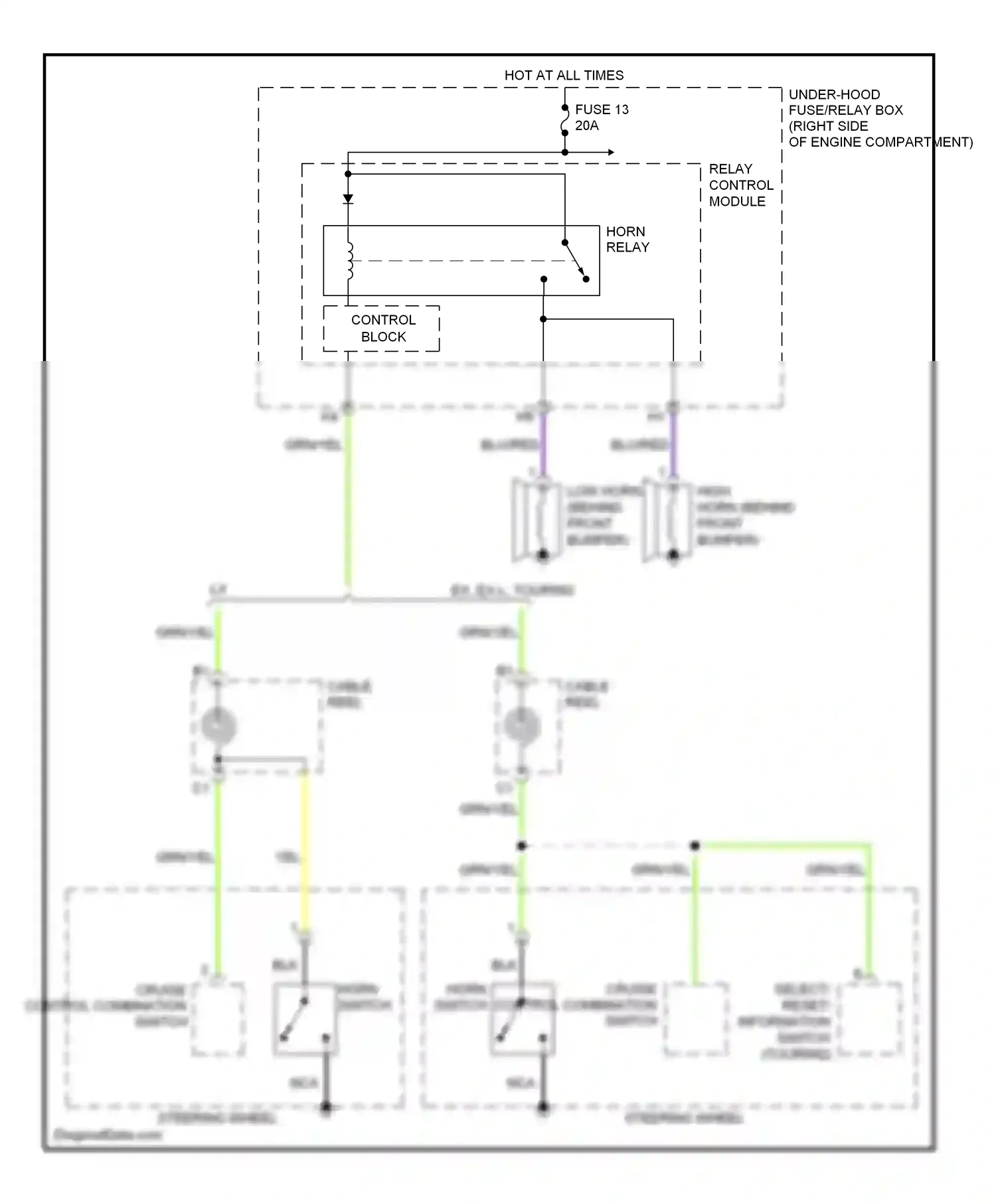 Wiring diagram cruise control combination switch for Honda Odyssey I (2004-2009) (2 of 3)