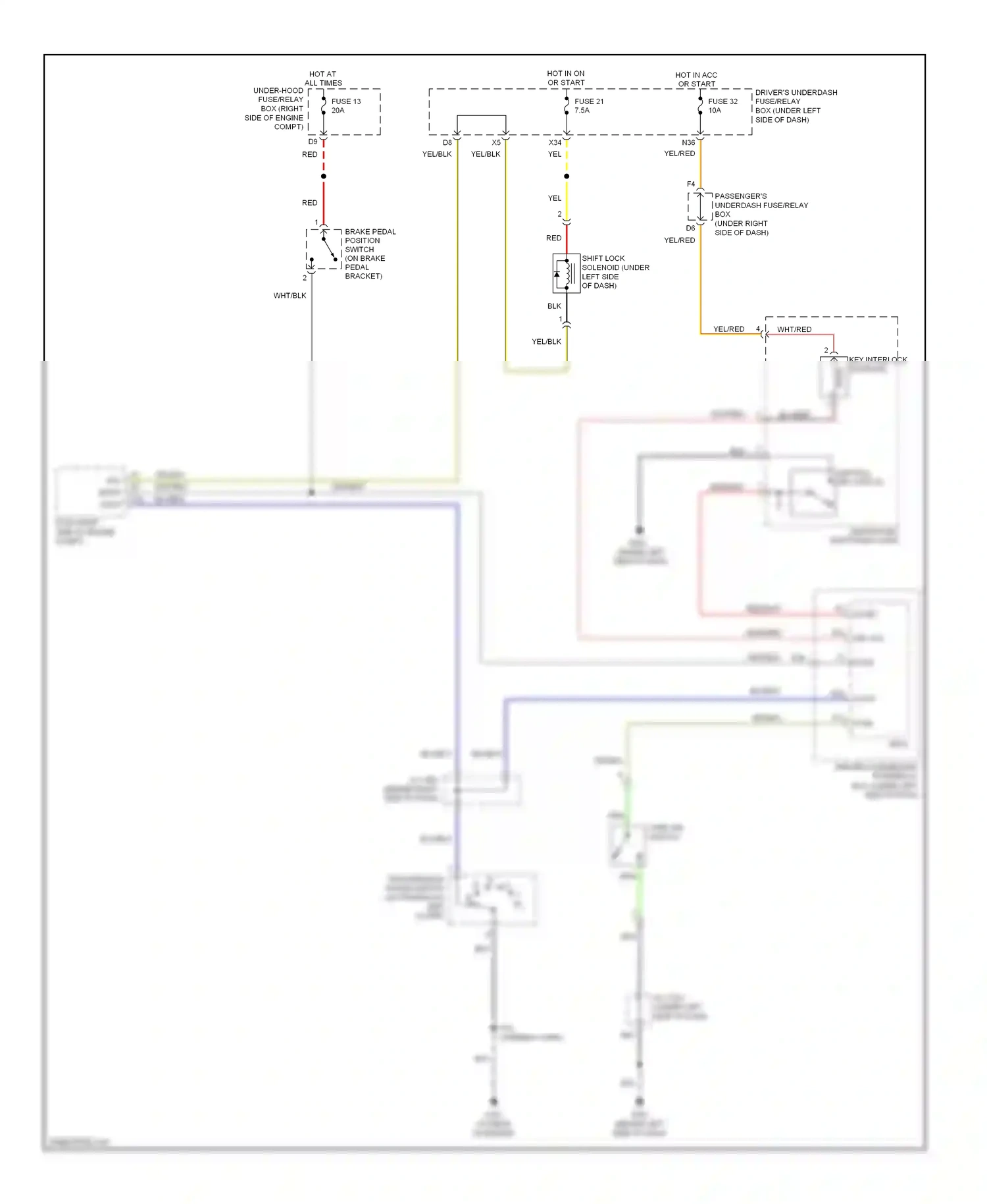 Wiring diagram ignition key switch/key light for Honda Odyssey I (2004-2009) (4 of 4)