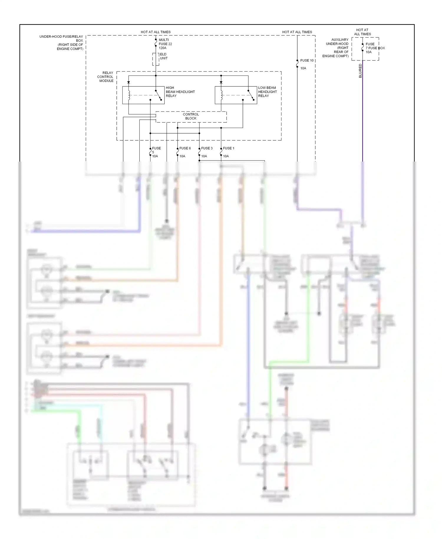 Wiring diagram left headlight for Honda Odyssey I (2004-2009) (3 of 5)