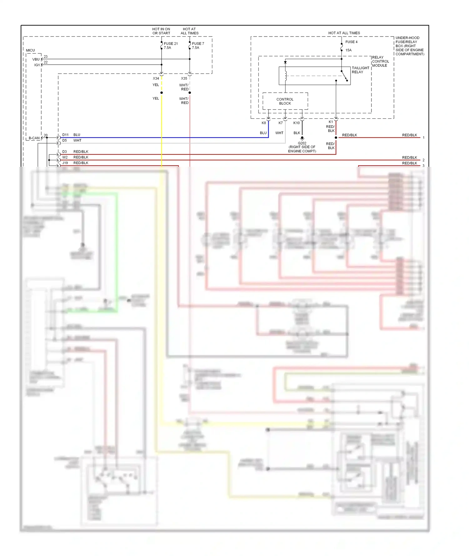 Wiring diagram multi information display unit for Honda Odyssey I (2004-2009) (1 of 2)