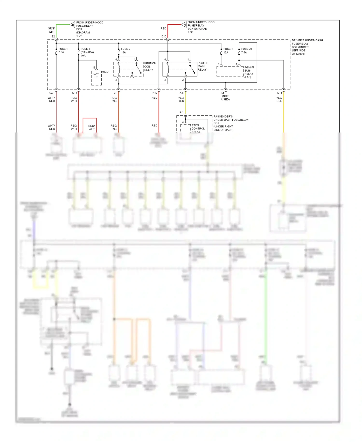 Wiring diagram rear accessory power socket for Honda Odyssey I (2004-2009) (2 of 2)