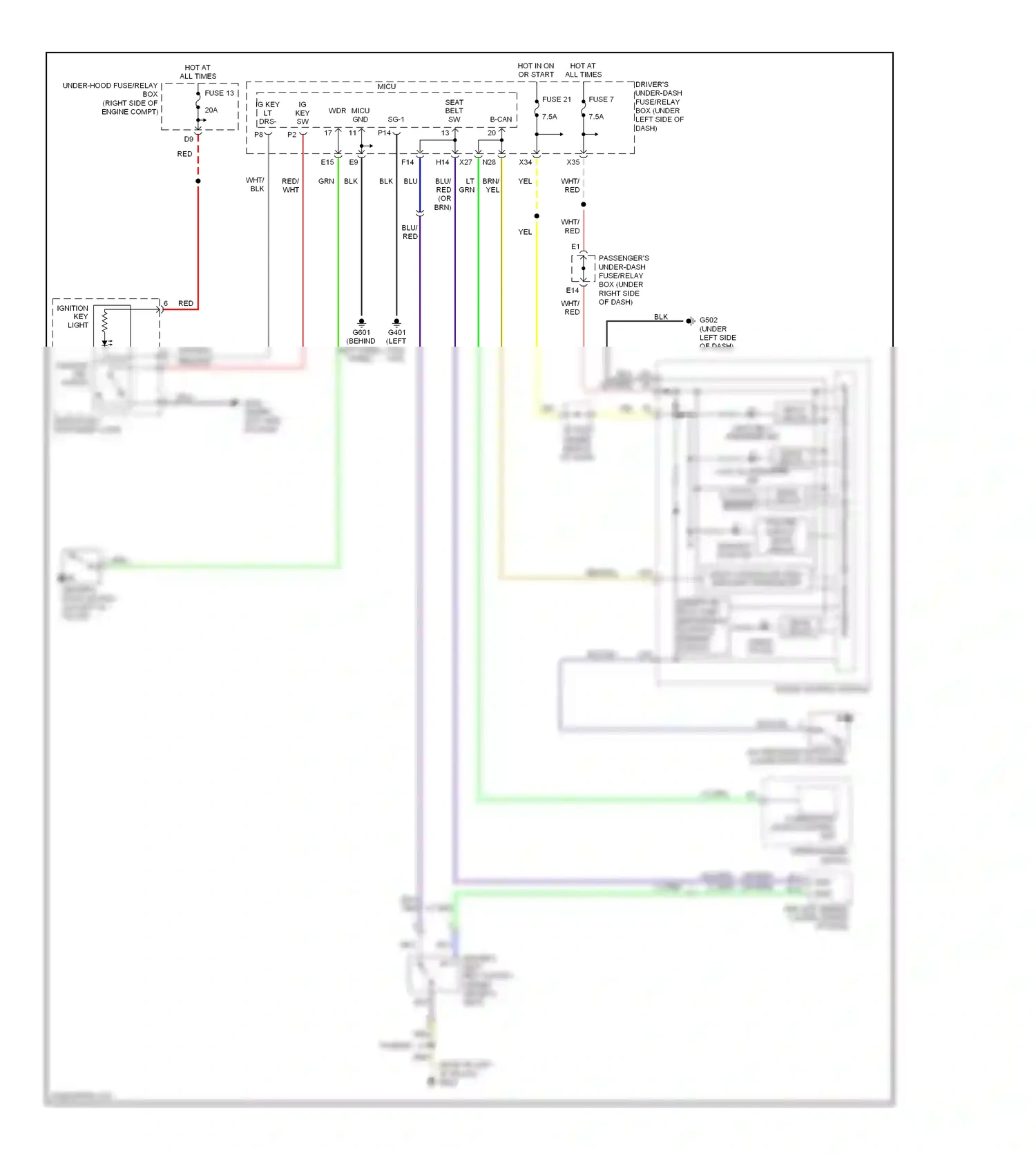 Wiring diagram (under left side for Honda Odyssey I (2004-2009) (1 of 1)