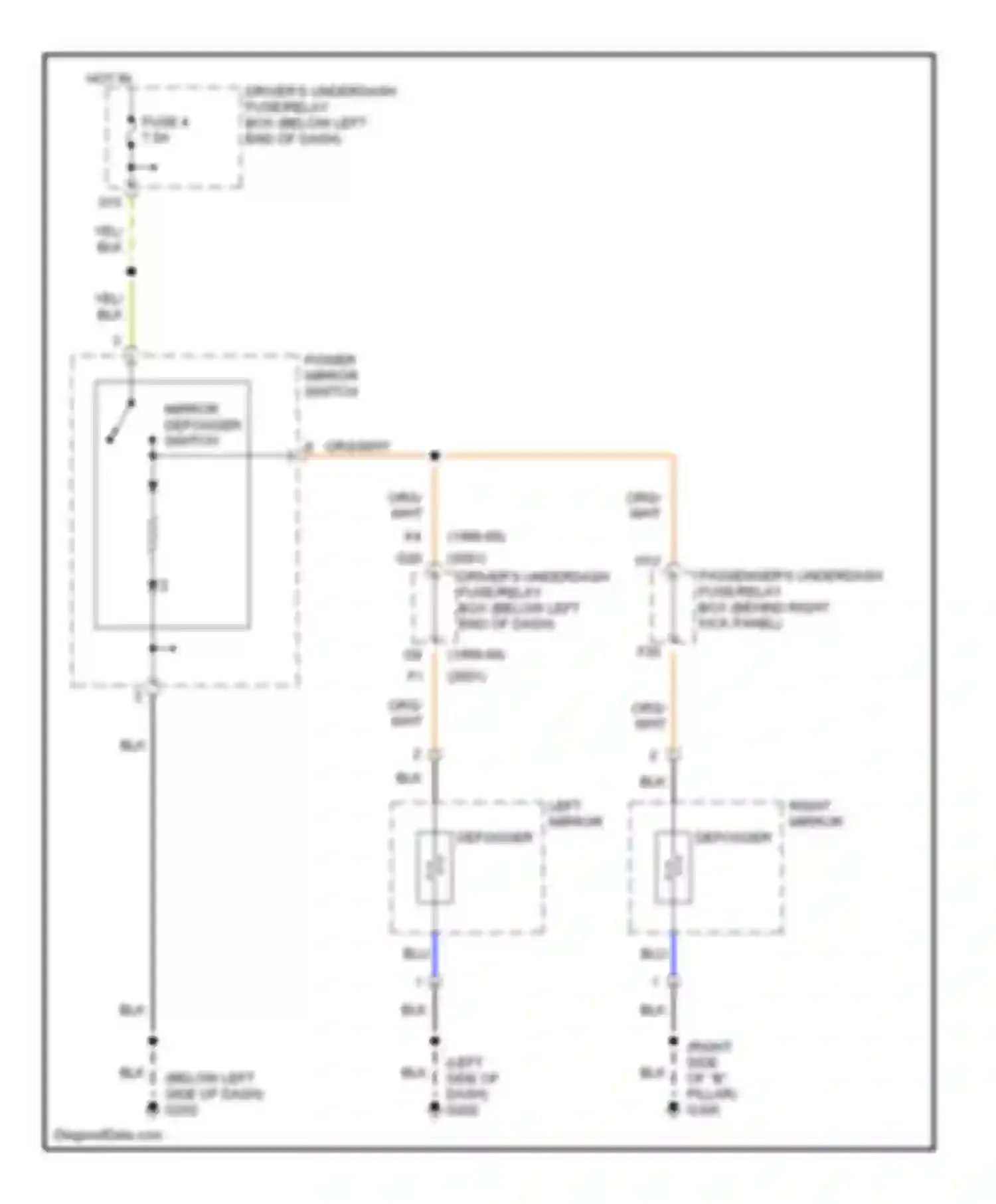 Odyssey Honda II (1999-2003): Heated mirrors circuit
