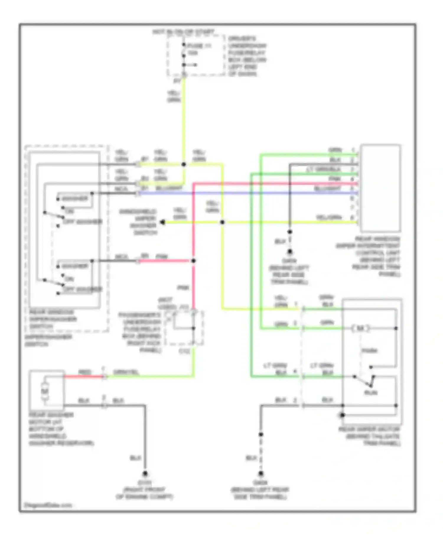 Odyssey Honda II (1999-2003): Rear washer/wiper circuit