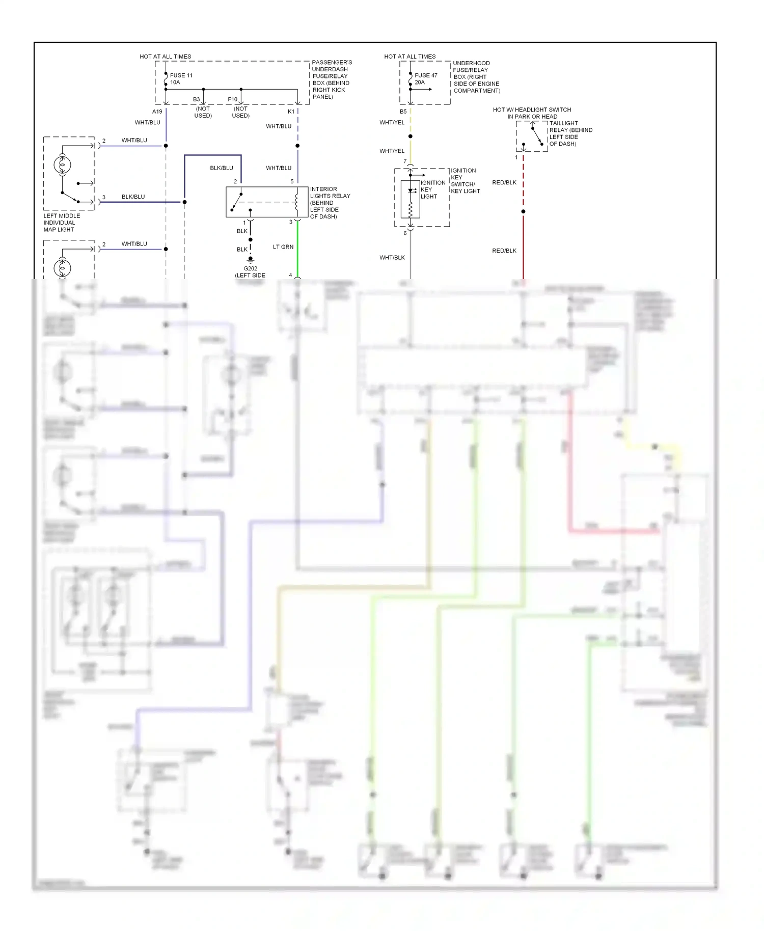 Wiring diagram cargo area light for Honda Odyssey II (1999-2003) (2 of 3)
