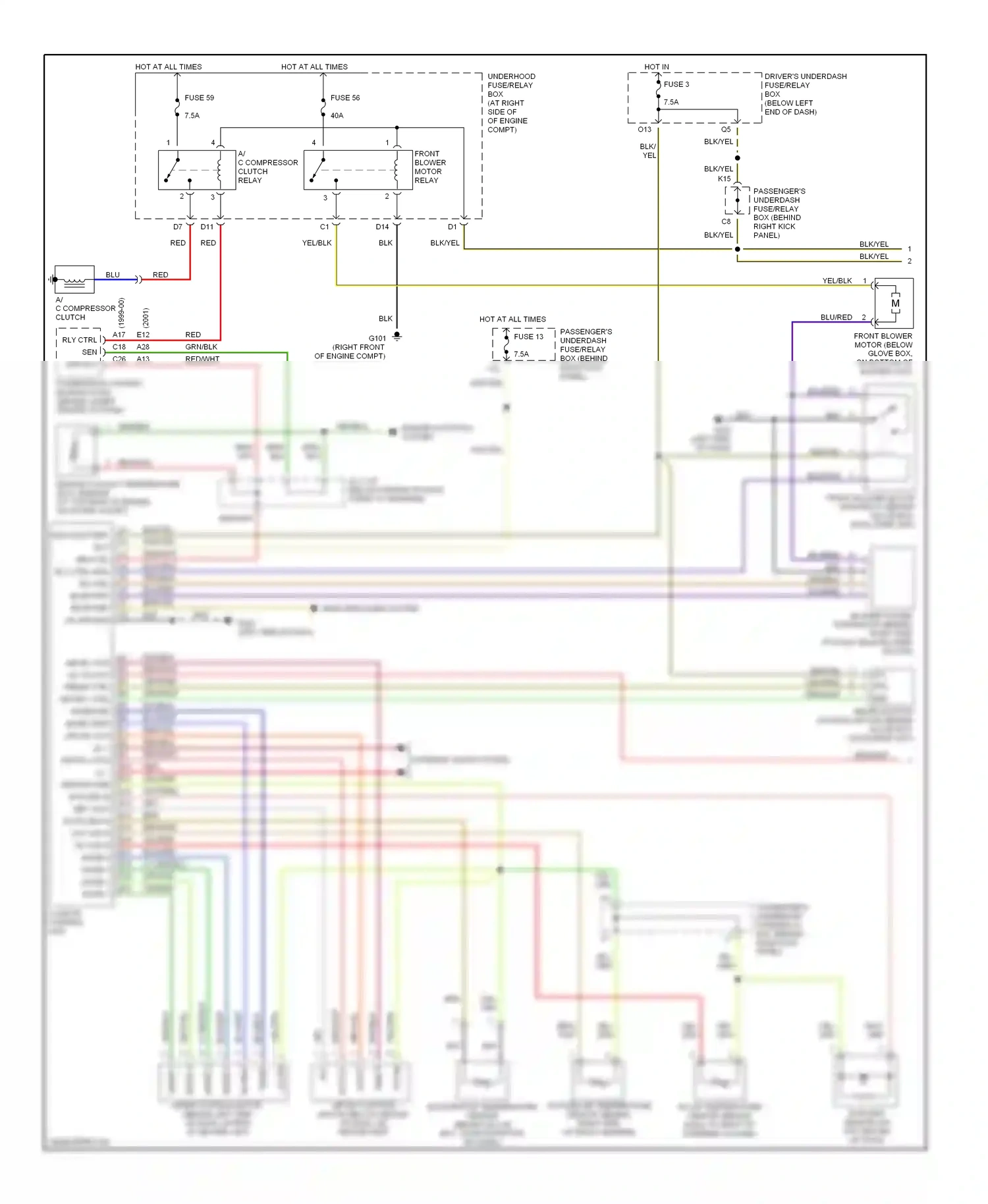 Wiring diagram climate control unit for Honda Odyssey II (1999-2003) (1 of 4)