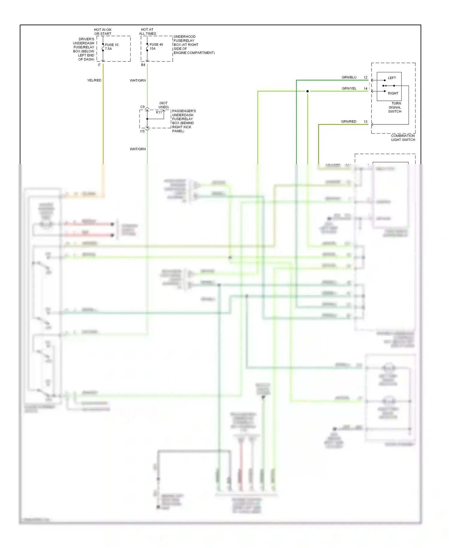 Wiring diagram combination light switch for Honda Odyssey II (1999-2003) (2 of 10)