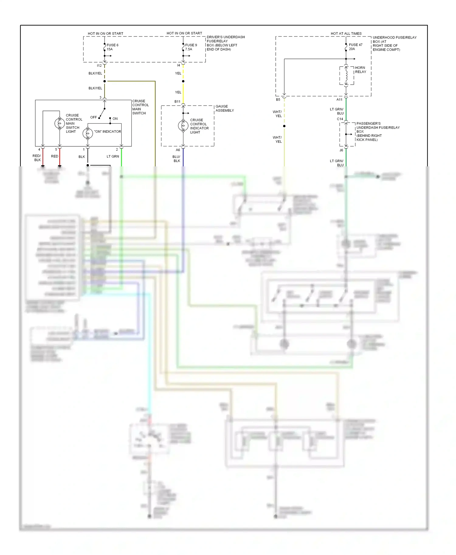 Wiring diagram cruise control indicator light for Honda Odyssey II (1999-2003) (1 of 2)