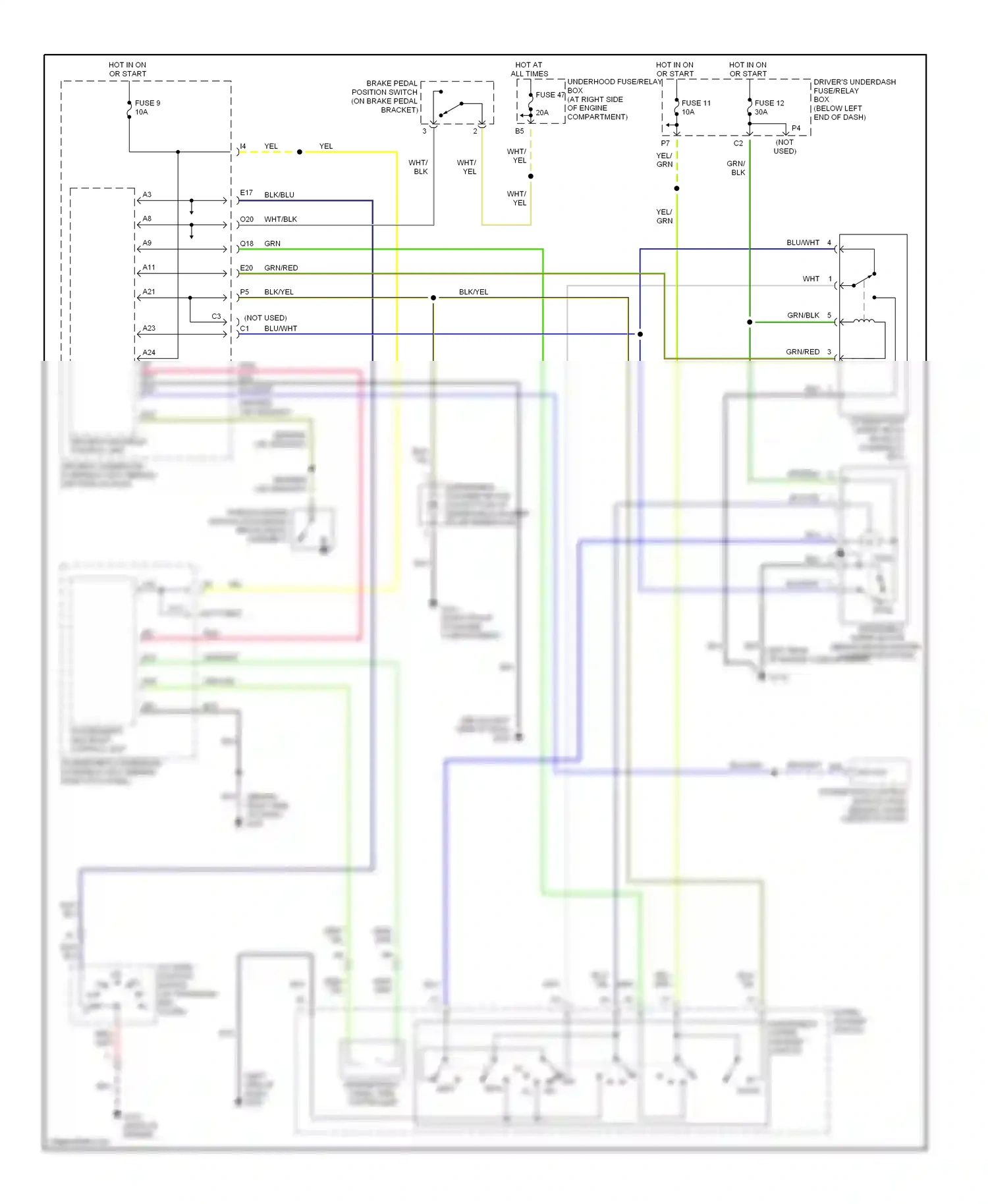 Wiring diagram driver's multiplex control unit for Honda Odyssey II (1999-2003) (21 of 23)