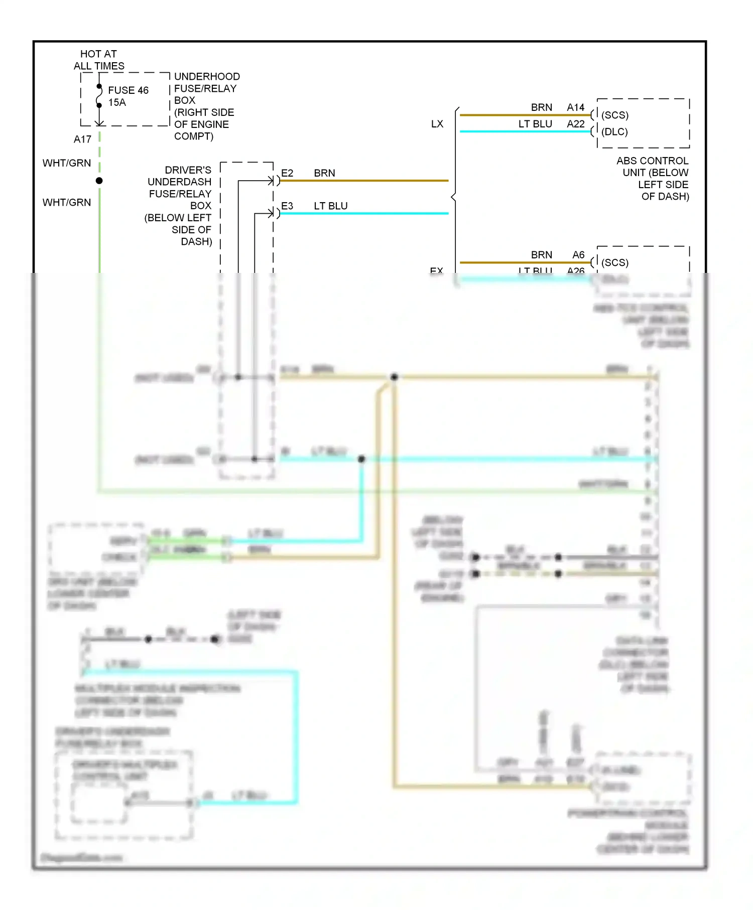 Wiring diagram driver's multiplex control unit for Honda Odyssey II (1999-2003) (3 of 23)