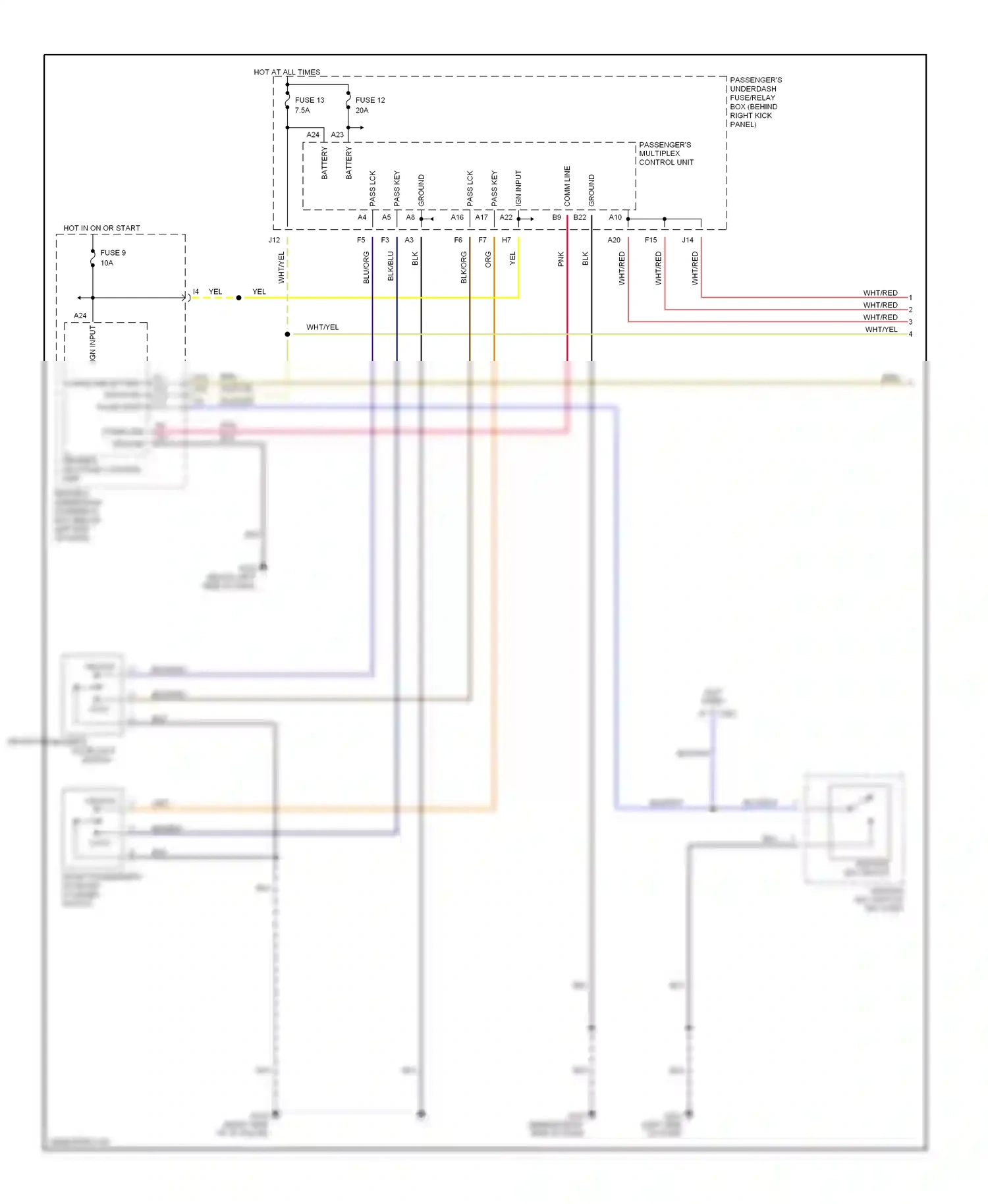 Wiring diagram ignition key switch/ key light for Honda Odyssey II (1999-2003) (6 of 7)