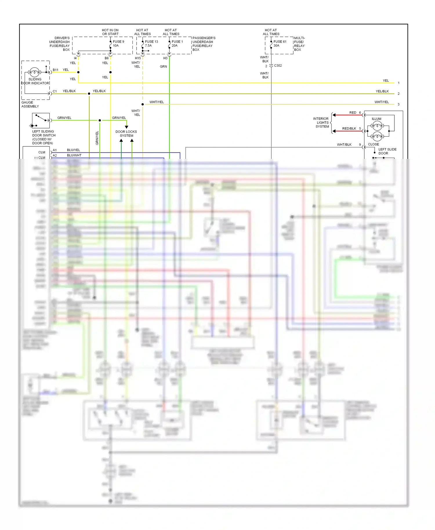 Wiring diagram latch position switch 1 = for Honda Odyssey II (1999-2003) (1 of 2)