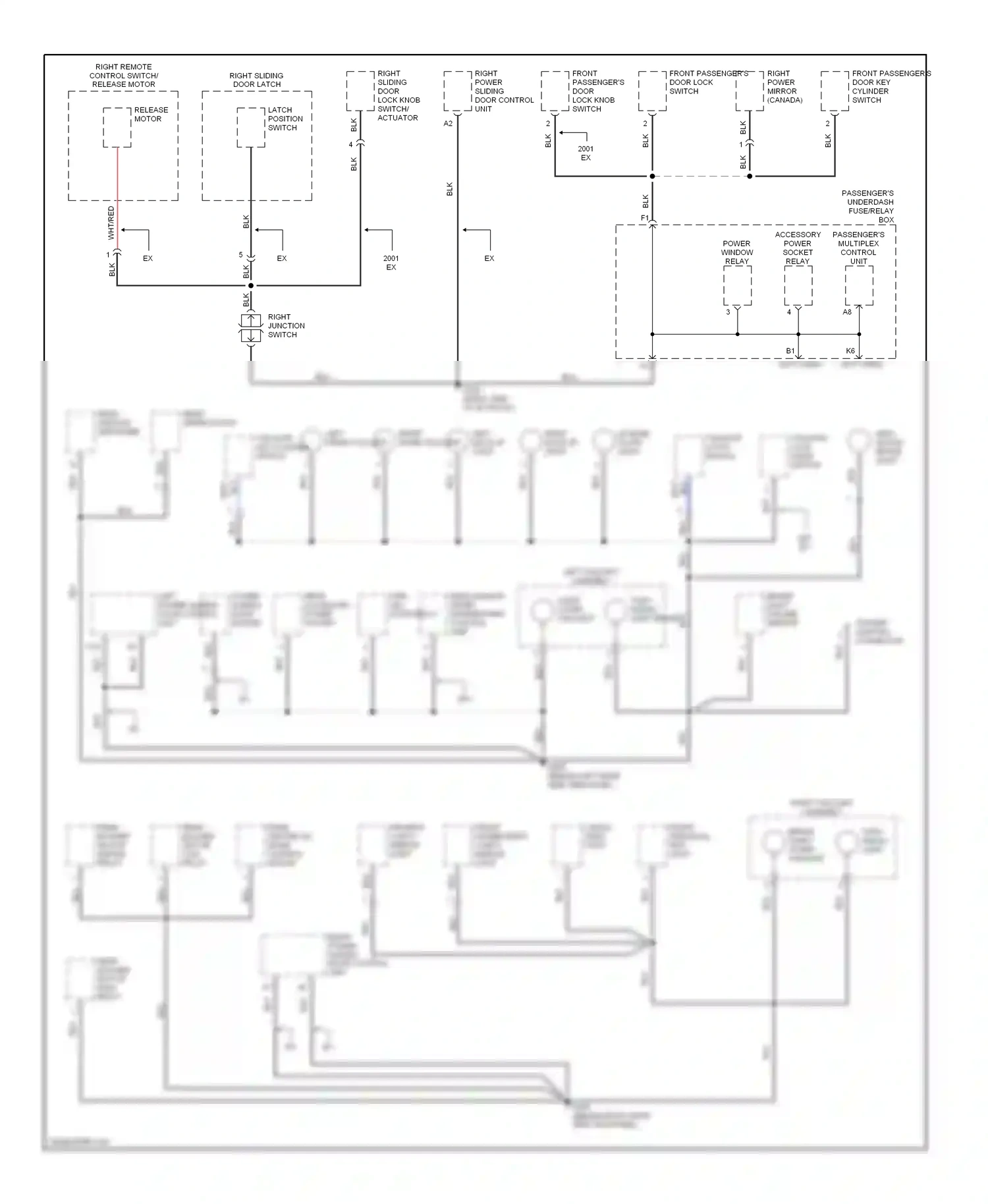 Wiring diagram latch position switch for Honda Odyssey II (1999-2003) (2 of 2)