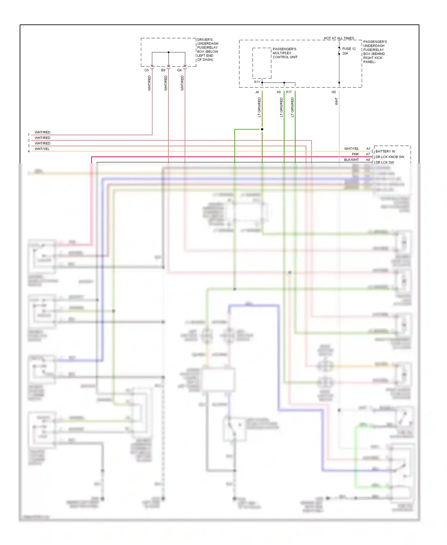 Wiring diagram passenger's multiplex control unit for Honda Odyssey II (1999-2003) (18 of 22)
