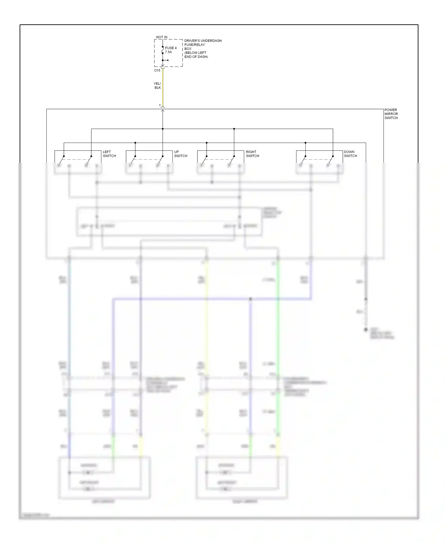 Wiring diagram power mirror switch for Honda Odyssey II (1999-2003) (4 of 4)