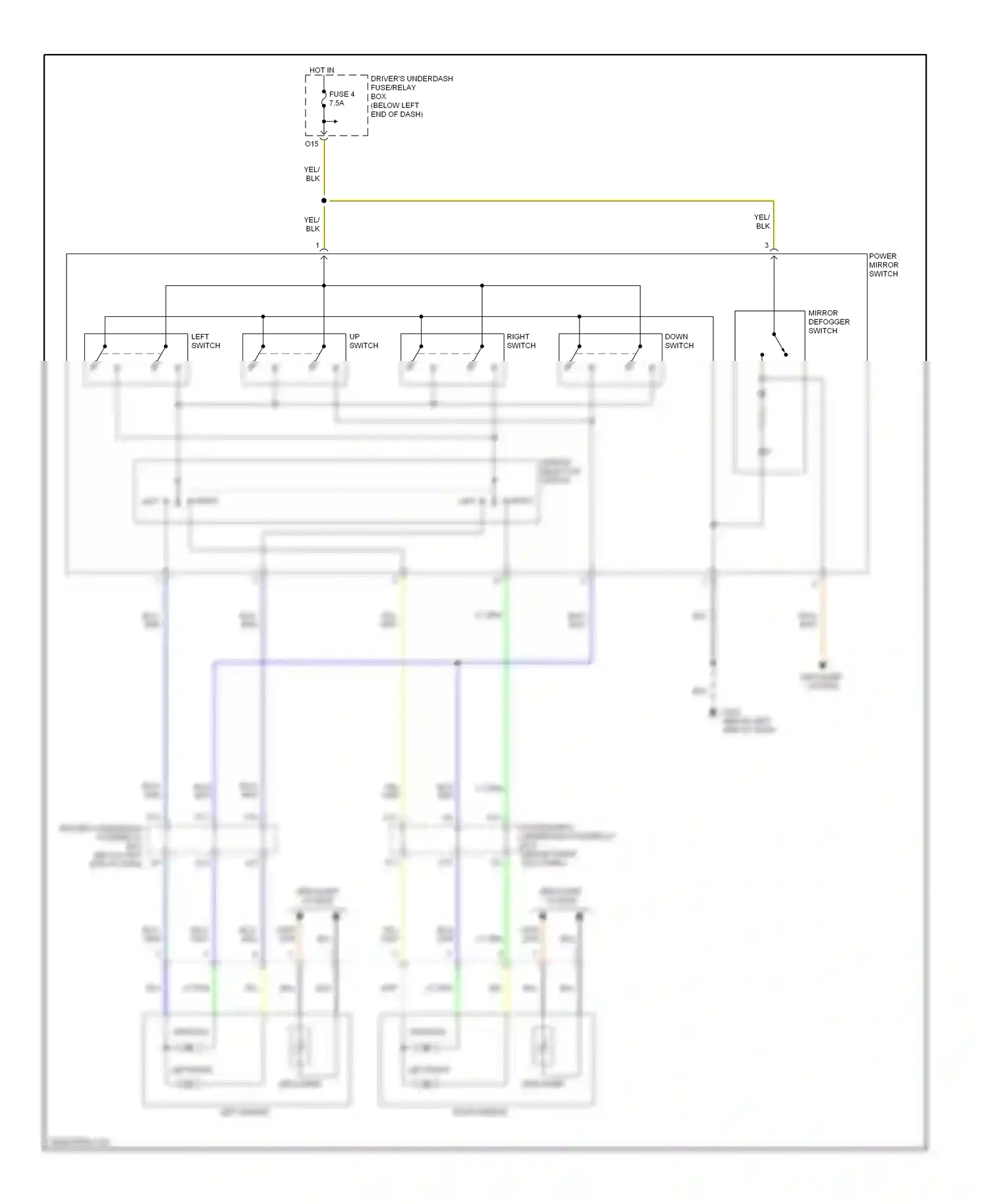 Wiring diagram power mirror switch for Honda Odyssey II (1999-2003) (3 of 4)