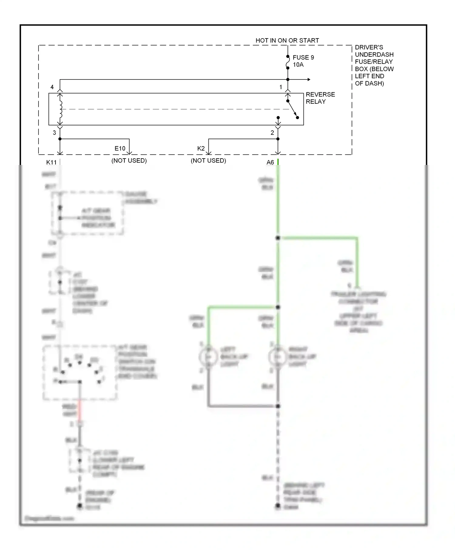 Wiring diagram reverse relay for Honda Odyssey II (1999-2003) (1 of 3)