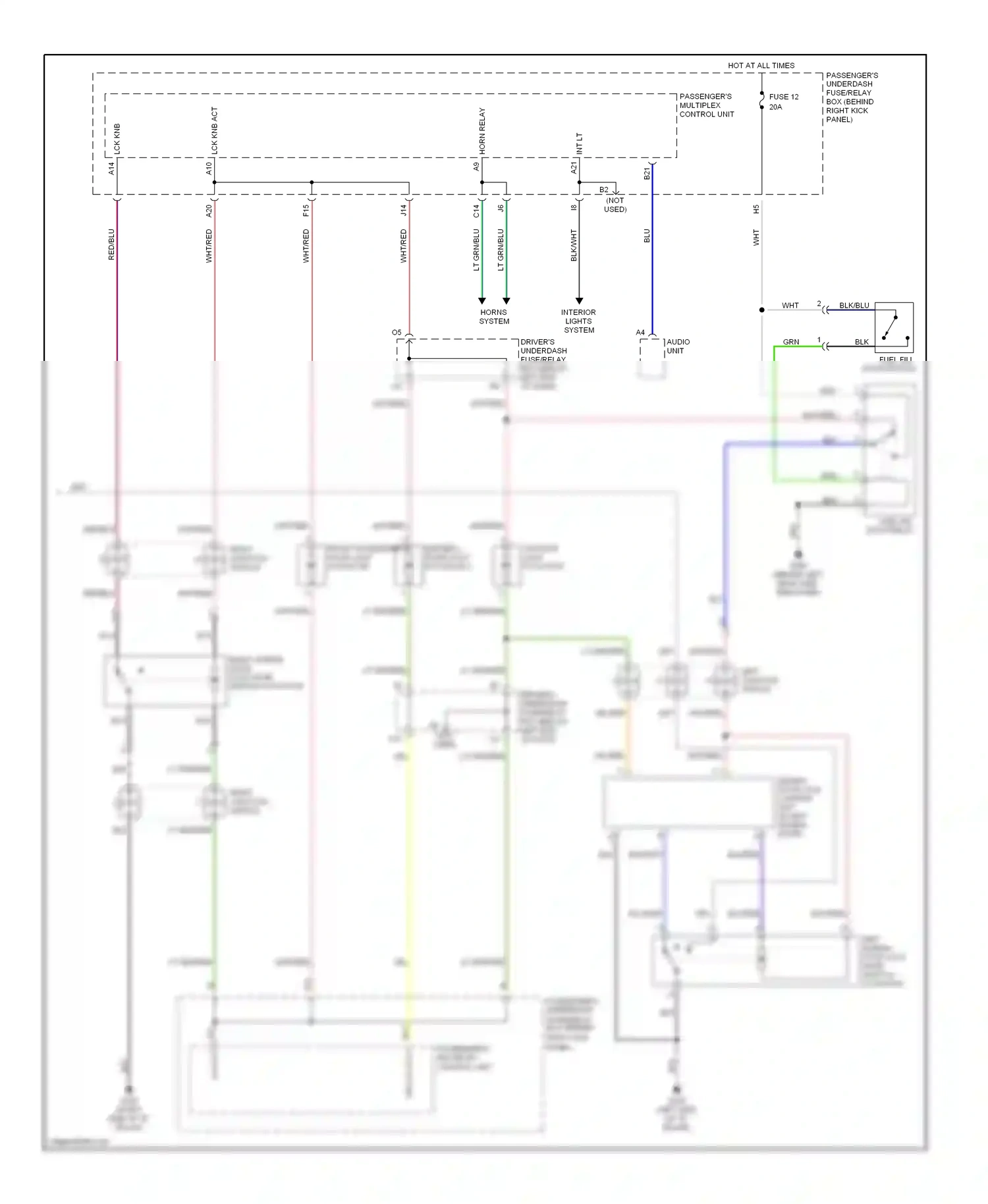 Wiring diagram tailgate lock actuator for Honda Odyssey II (1999-2003) (1 of 5)