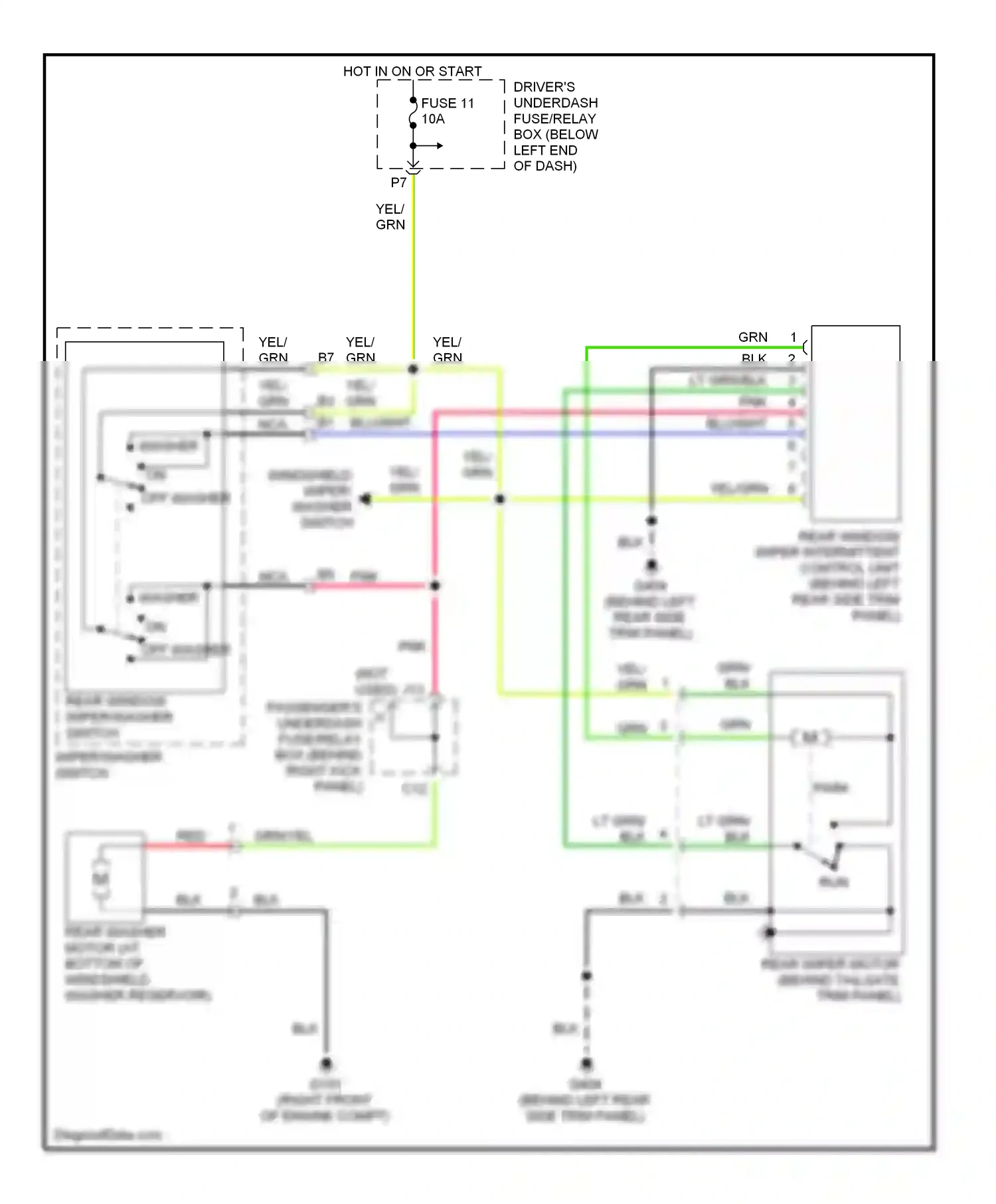 Wiring diagram windshield wiper/ washer switch for Honda Odyssey II (1999-2003) (4 of 4)