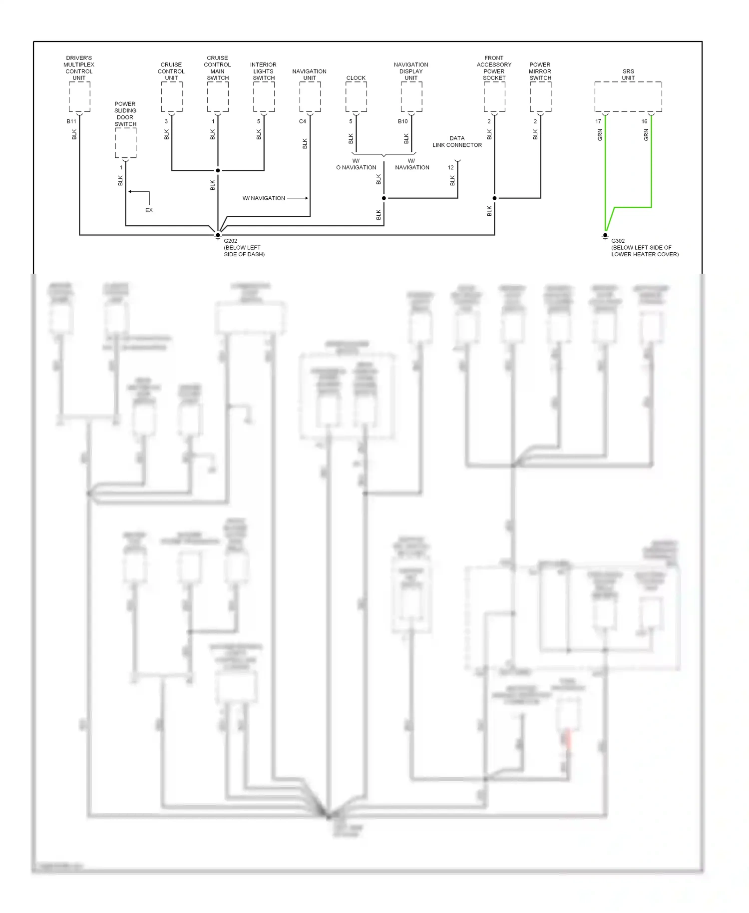 Wiring diagram windshield wiper/ washer switch for Honda Odyssey II (1999-2003) (2 of 4)