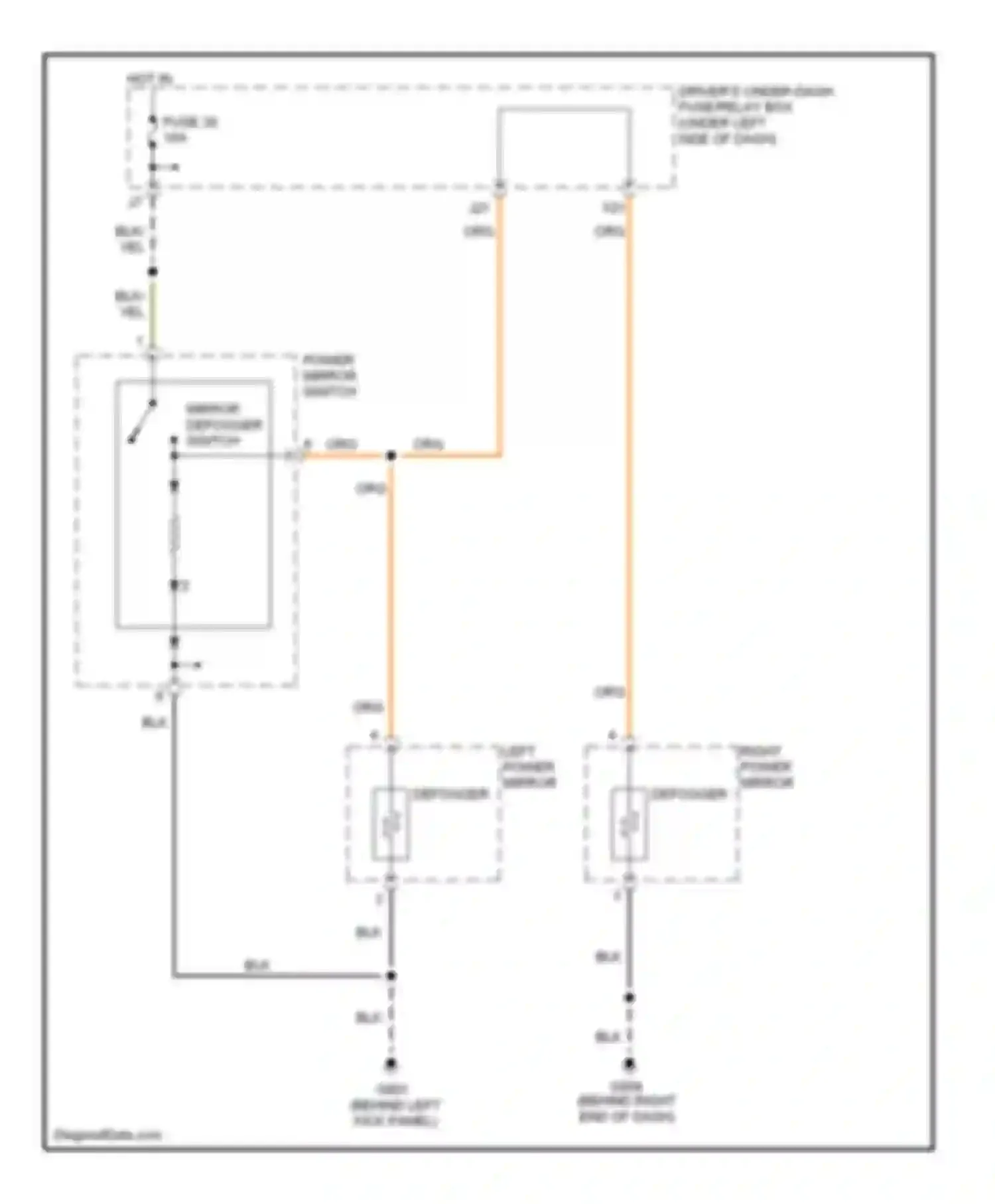 Odyssey Honda III (2003-2008): Heated mirrors circuit, except usa: lx