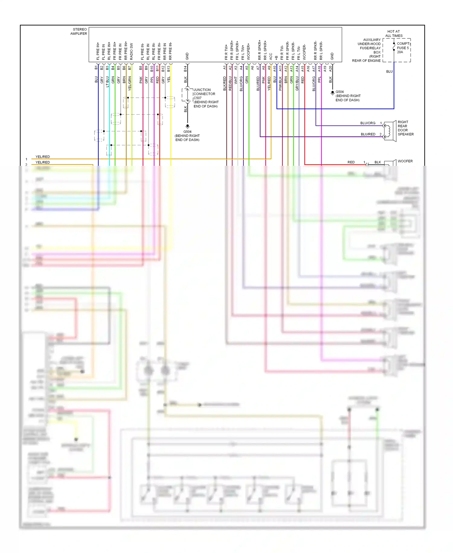 Wiring diagram blu/red for Honda Odyssey III (2003-2008) (28 of 38)