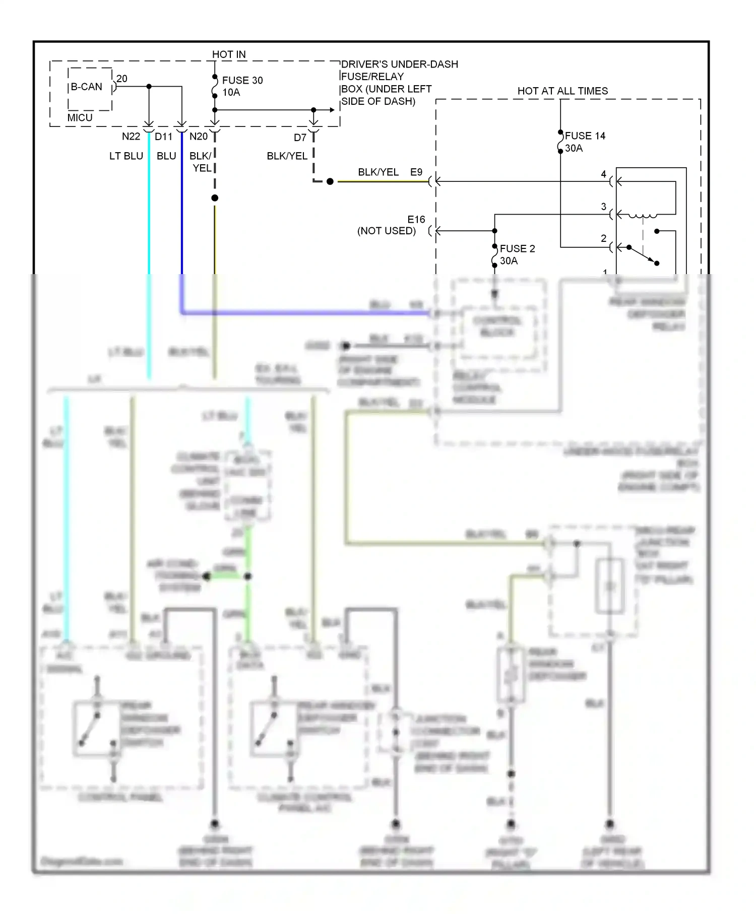 Wiring diagram climate control panel a/c control panel for Honda Odyssey III (2003-2008) (1 of 1)