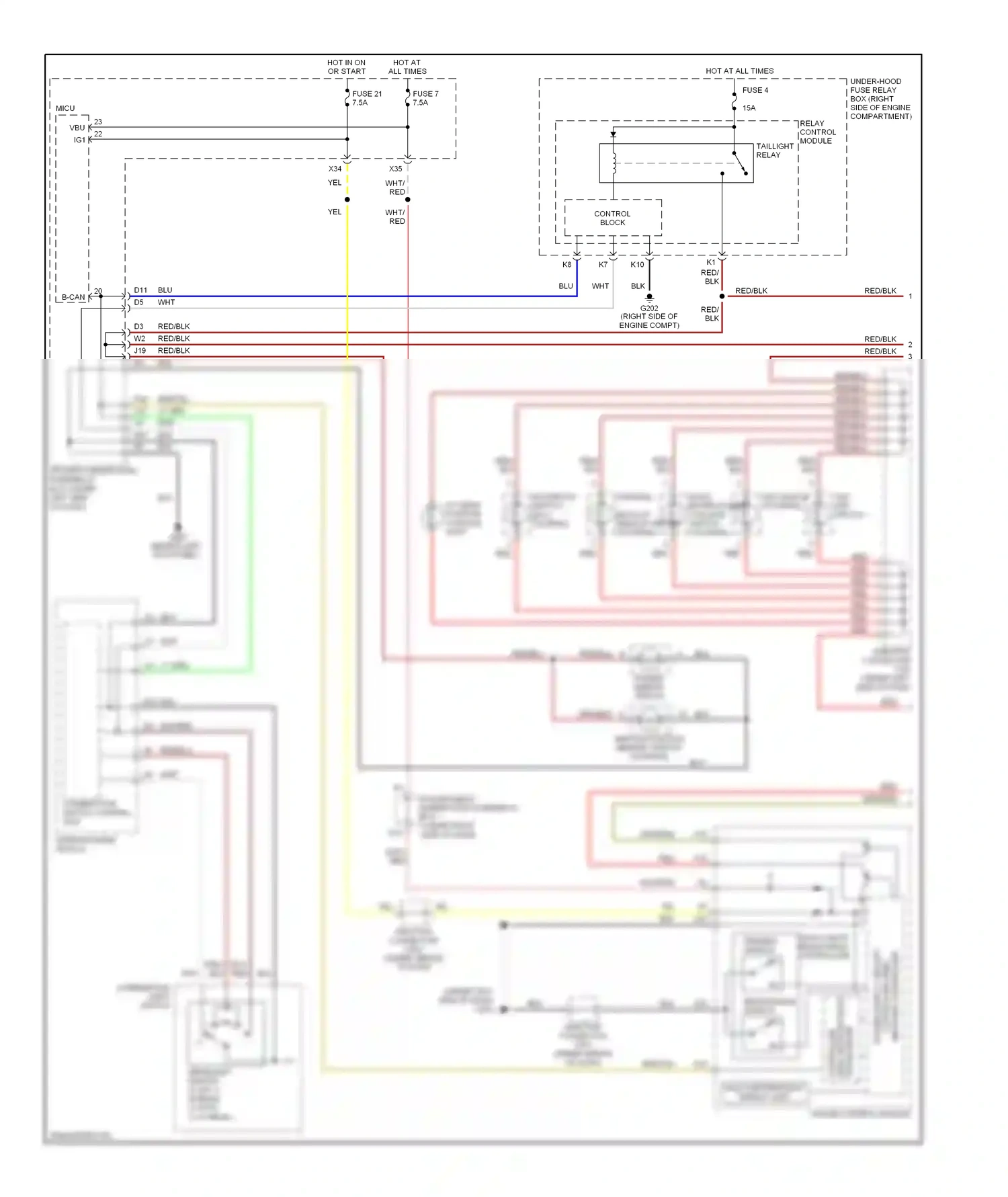Wiring diagram combination switch control unit for Honda Odyssey III (2003-2008) (8 of 11)