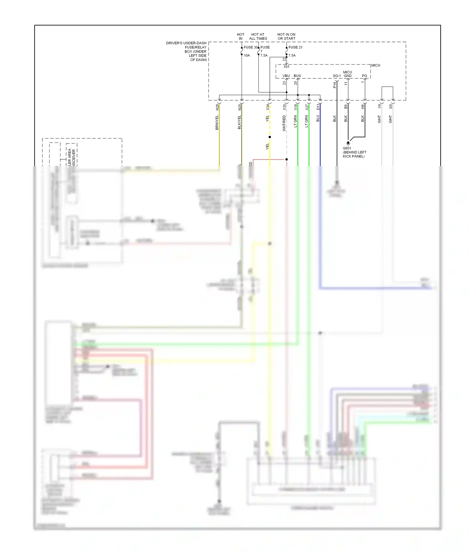 Wiring diagram combination switch control unit for Honda Odyssey III (2003-2008) (7 of 11)