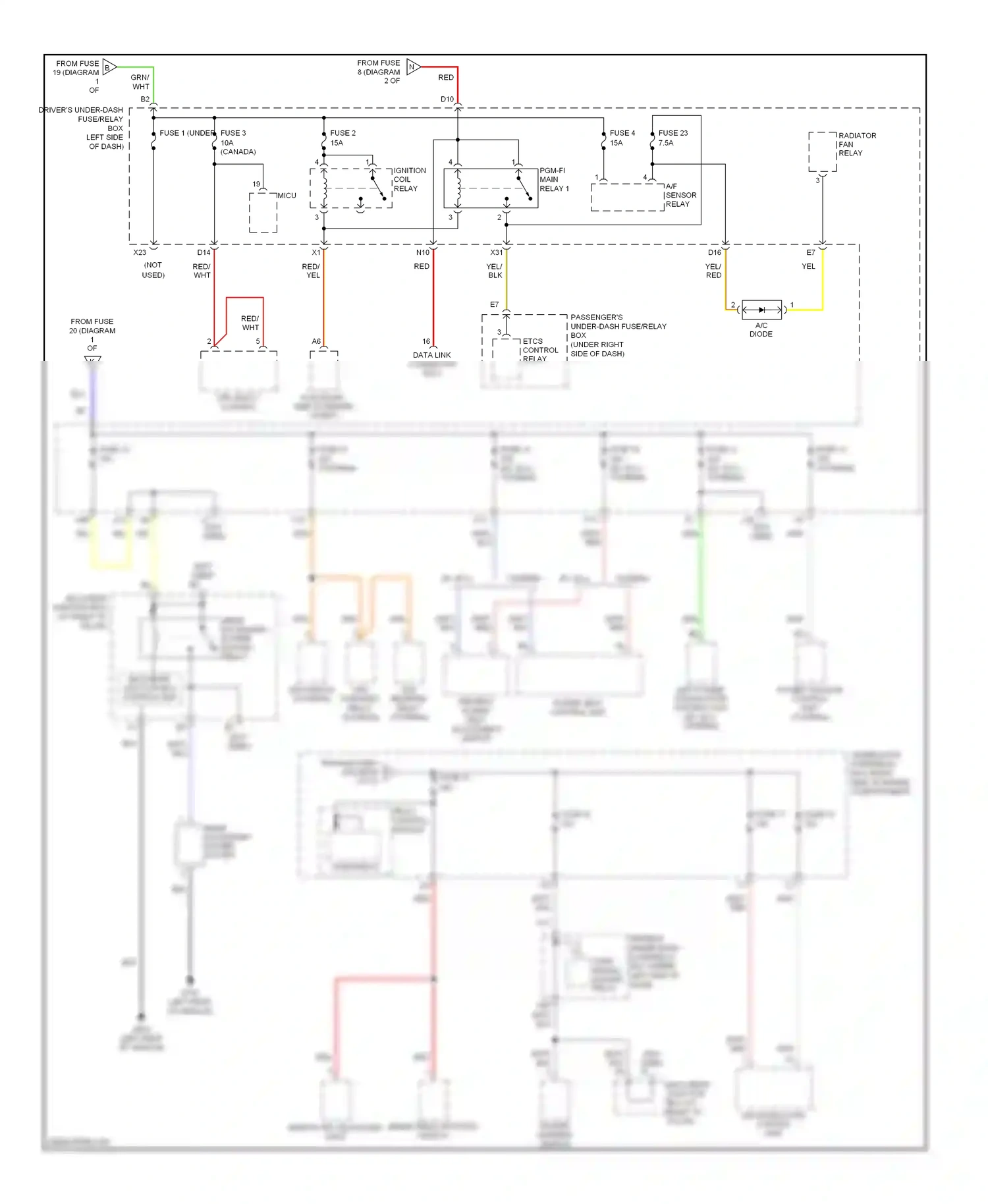 Wiring diagram etcs control relay for Honda Odyssey III (2003-2008) (3 of 3)