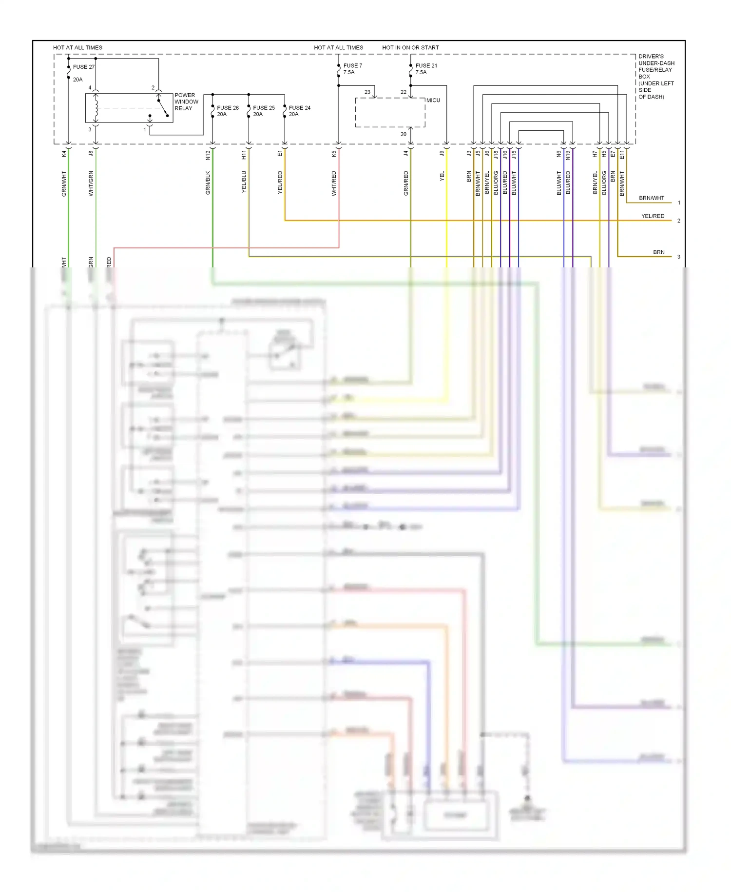 Wiring diagram front passenger's switch light for Honda Odyssey III (2003-2008) (1 of 1)