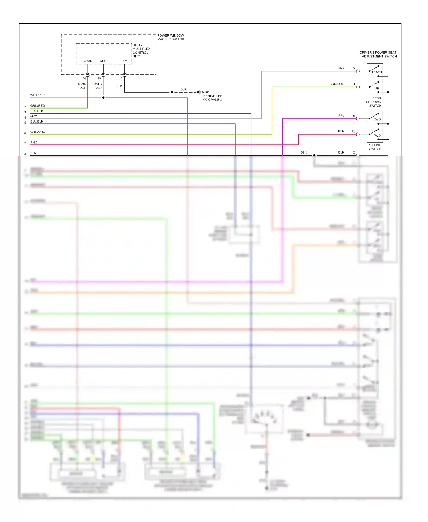 Wiring diagram front up-down switch for Honda Odyssey III (2003-2008) (1 of 1)