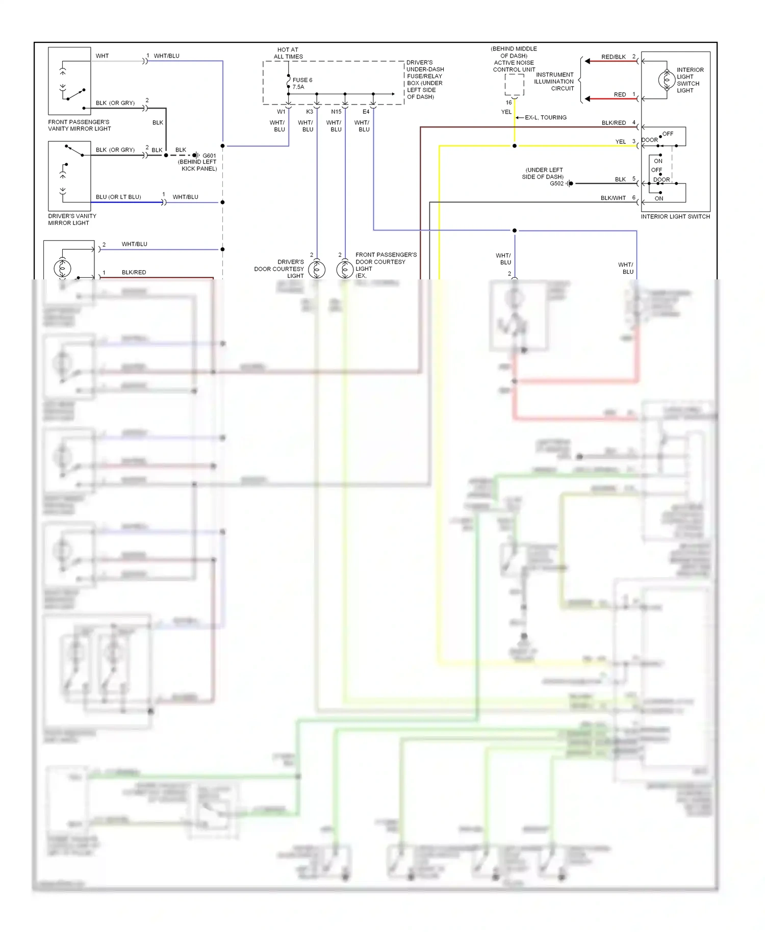 Wiring diagram full latch switch for Honda Odyssey III (2003-2008) (1 of 4)