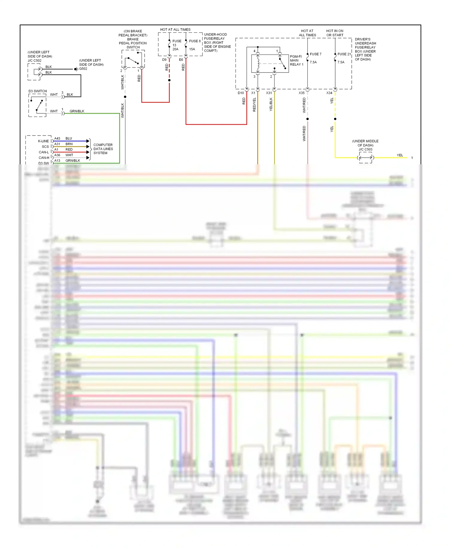 Wiring diagram fuse 21 for Honda Odyssey III (2003-2008) (21 of 34)
