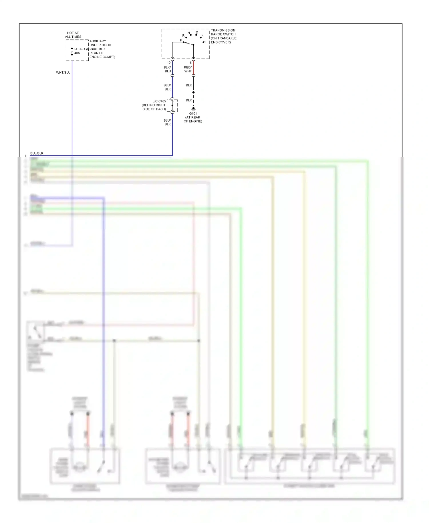 Wiring diagram half latch switch for Honda Odyssey III (2003-2008) (2 of 2)