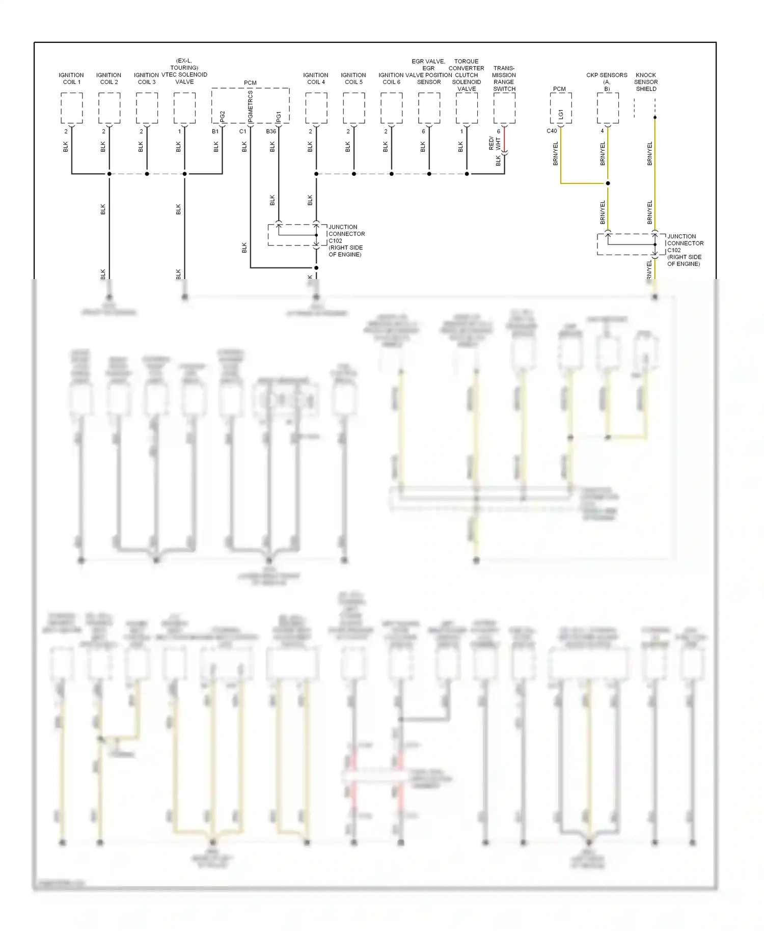 Wiring diagram ignition coil 2 for Honda Odyssey III (2003-2008) (1 of 2)
