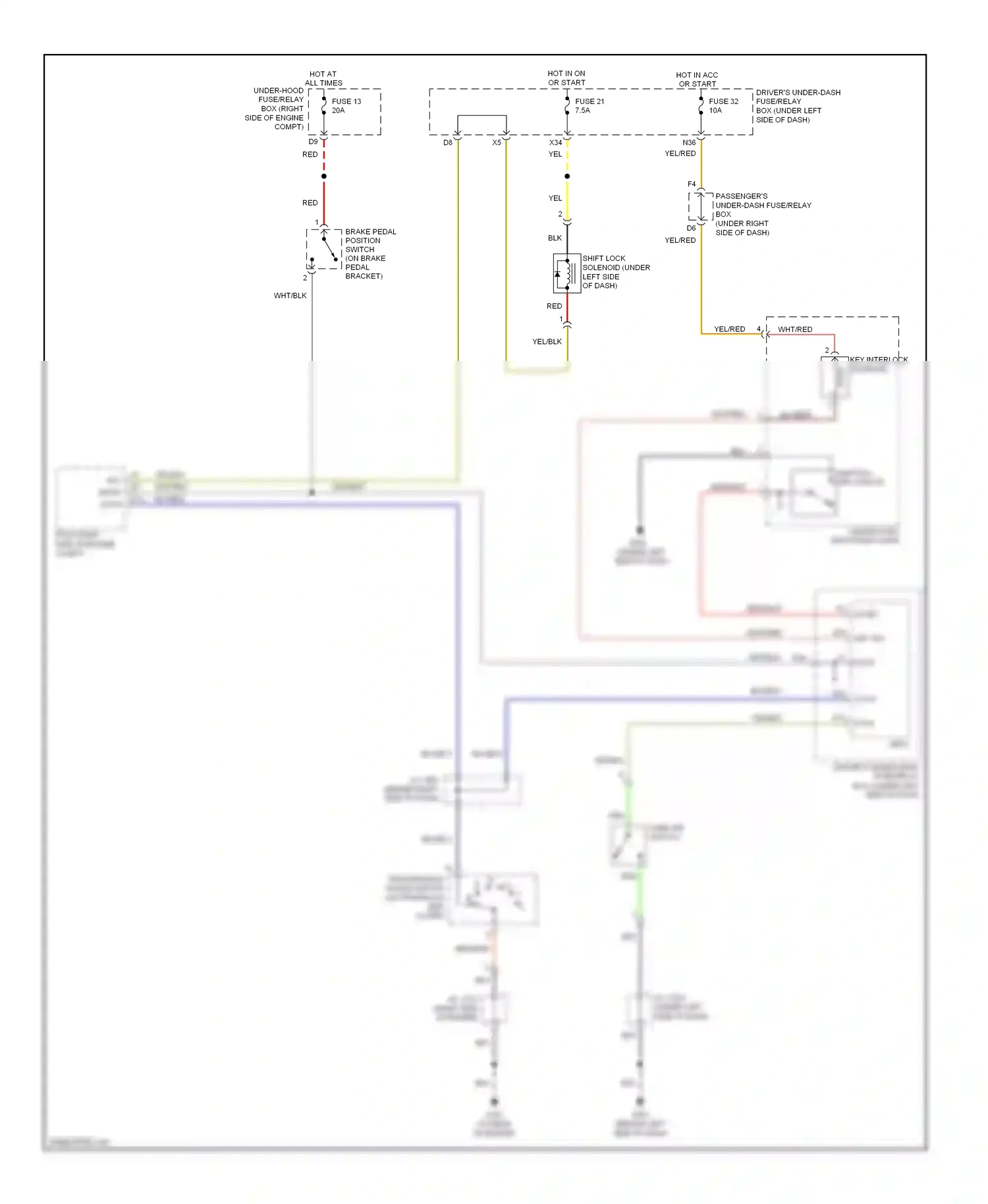 Wiring diagram ignition key switch for Honda Odyssey III (2003-2008) (4 of 4)