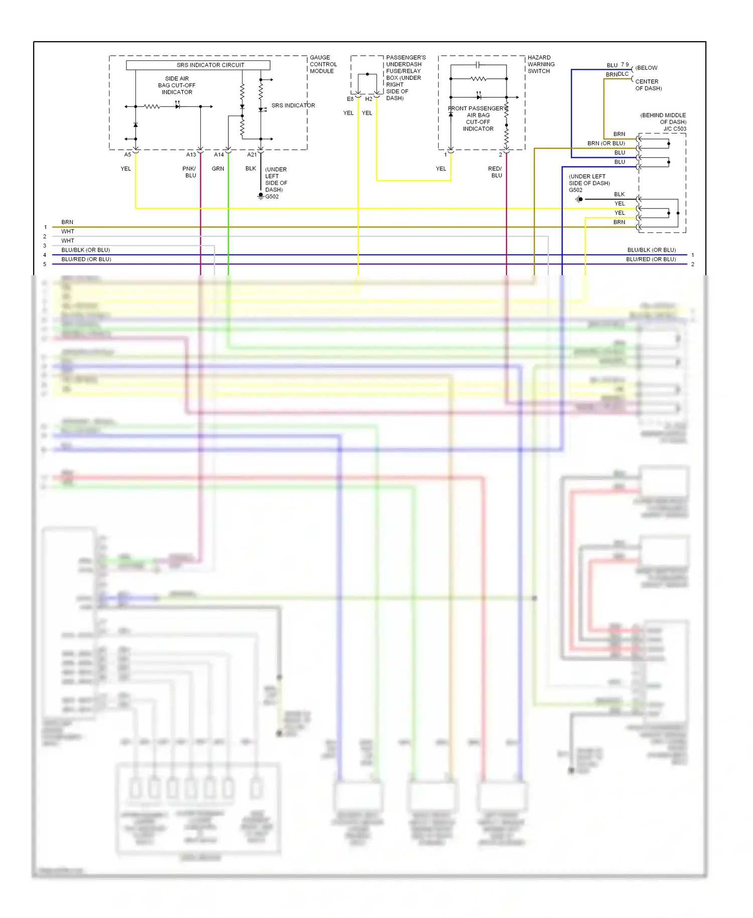 Wiring diagram inner side front passenger's weight sensor for Honda Odyssey III (2003-2008) (1 of 1)